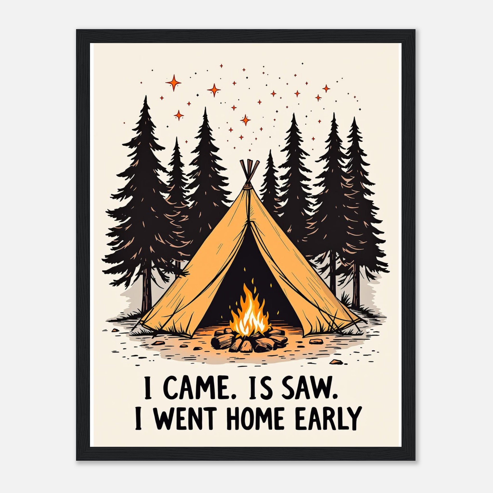 Gorpcore Camping Humour Framed Print Wall Art Ready to Hang UK Framed Art Print — detail view | Wild Thread Co