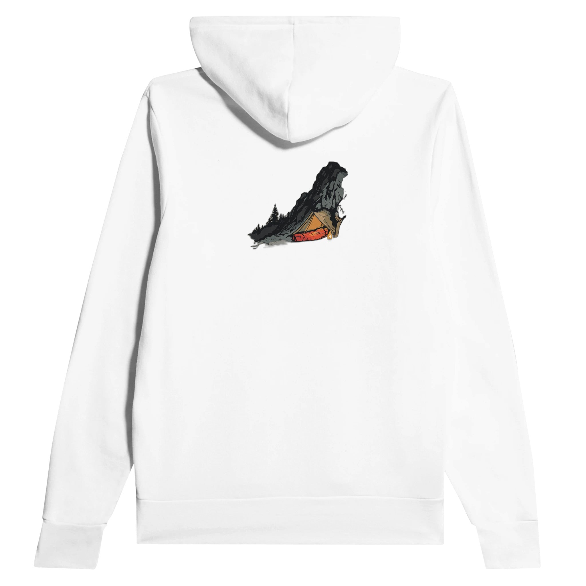 Wild Camping Bivouac Hoodie Pullover Unisex Cotton UK Hoodie — detail view | Wild Thread Co