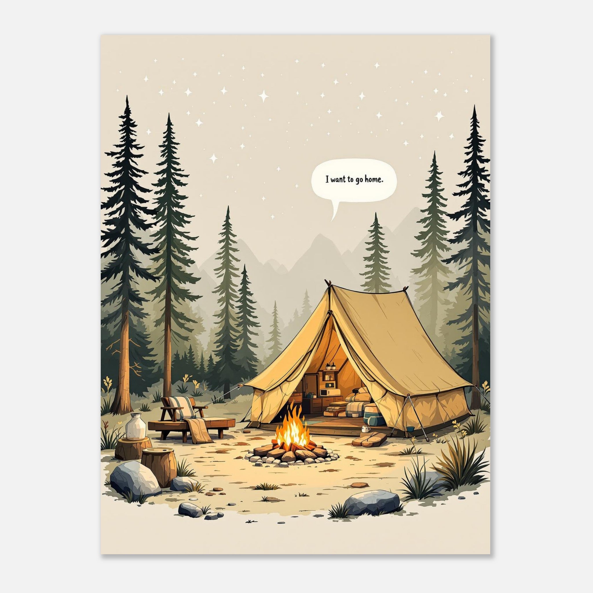 Funny Camping Art Wall Art UK Art Art Print Art Print — detail view | Wild Thread Co