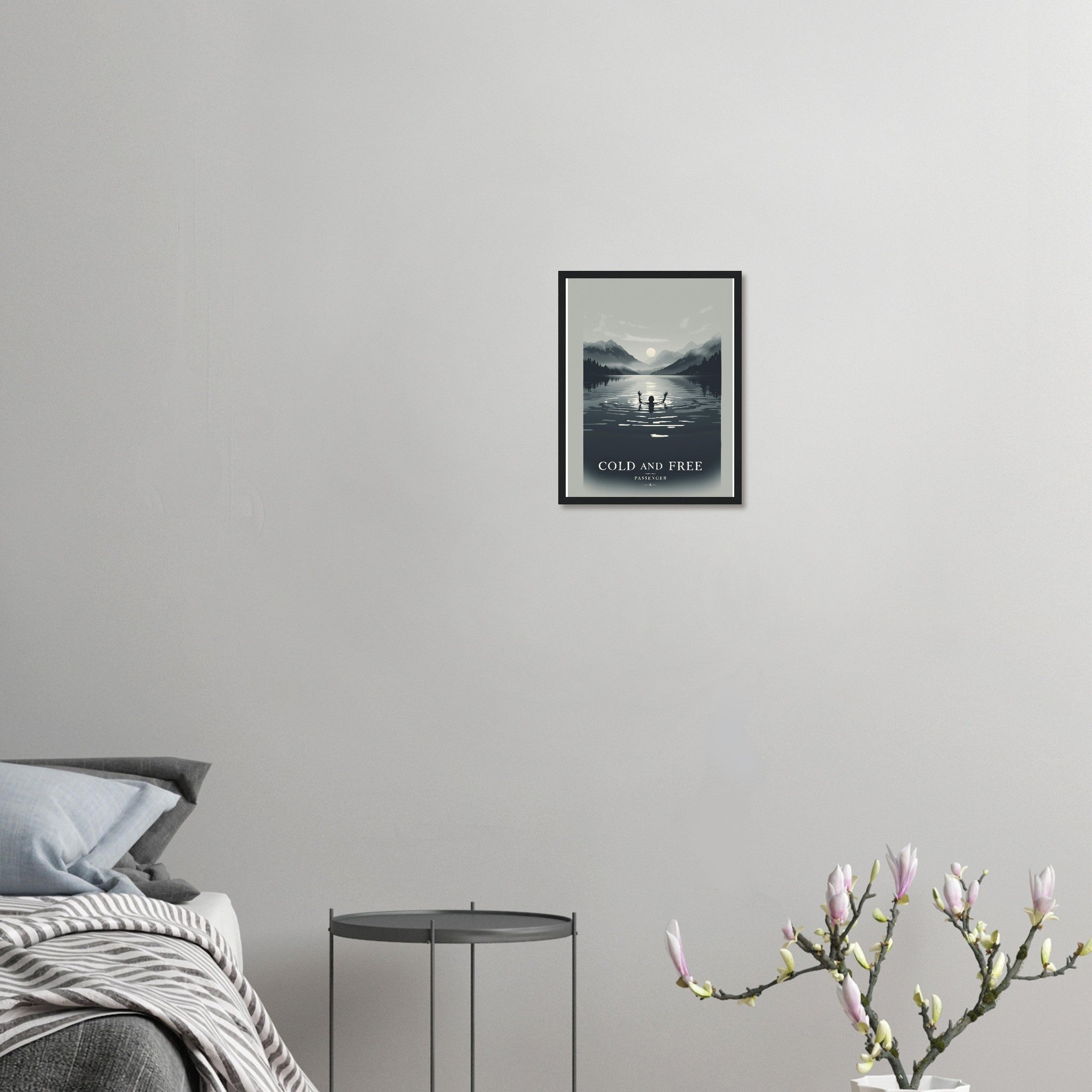 Wild Swimming Loch Wall Art Ready to Hang UK Framed Print Hang Framed Art Print — detail view | Wild Thread Co