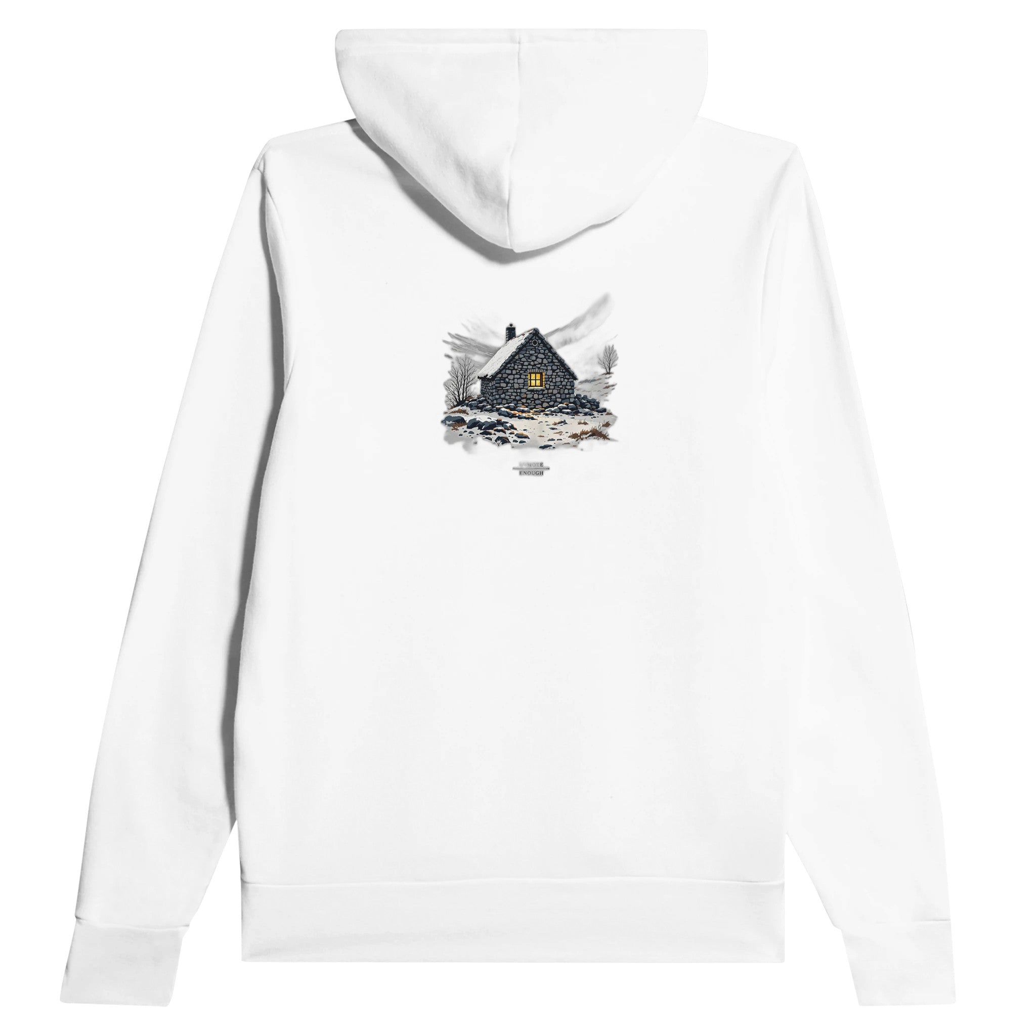 Mountain Bothy Hoodie Pullover Unisex Cotton UK Hoodie — detail view | Wild Thread Co