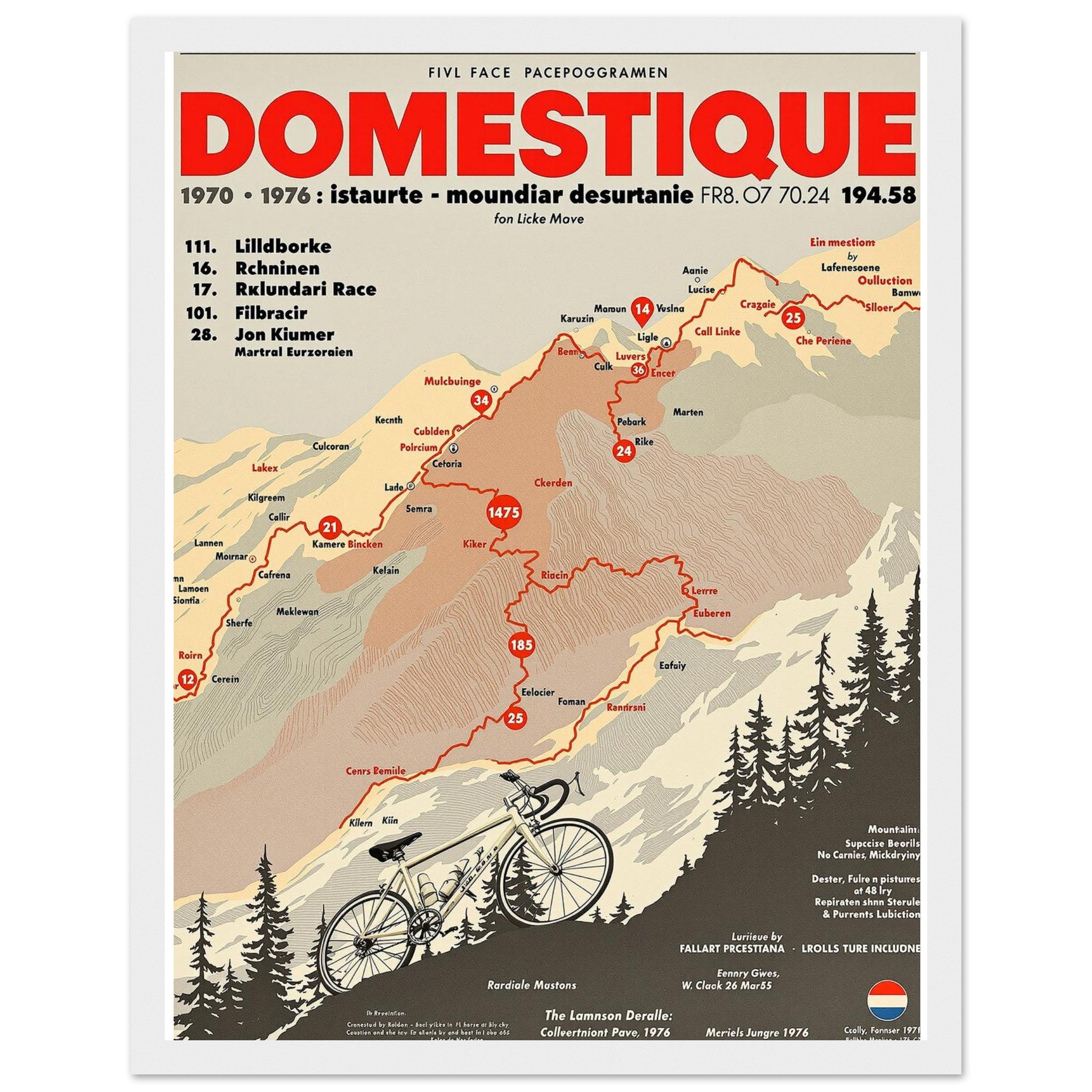 Retro Cycling Domestique Framed Print Wall Art Ready to Hang UK Framed Art Print — detail view | Wild Thread Co