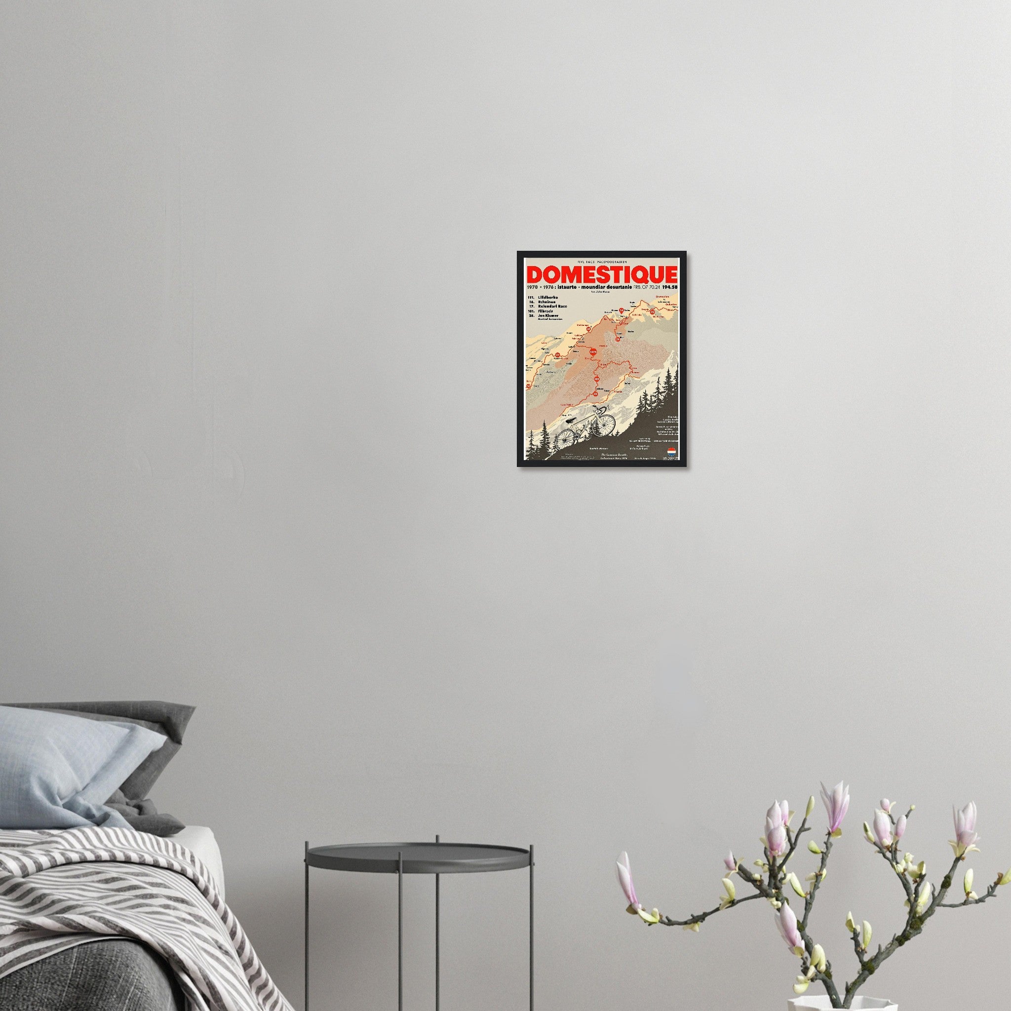 Retro Cycling Domestique Framed Print Wall Art Ready to Hang UK Framed Art Print — detail view | Wild Thread Co