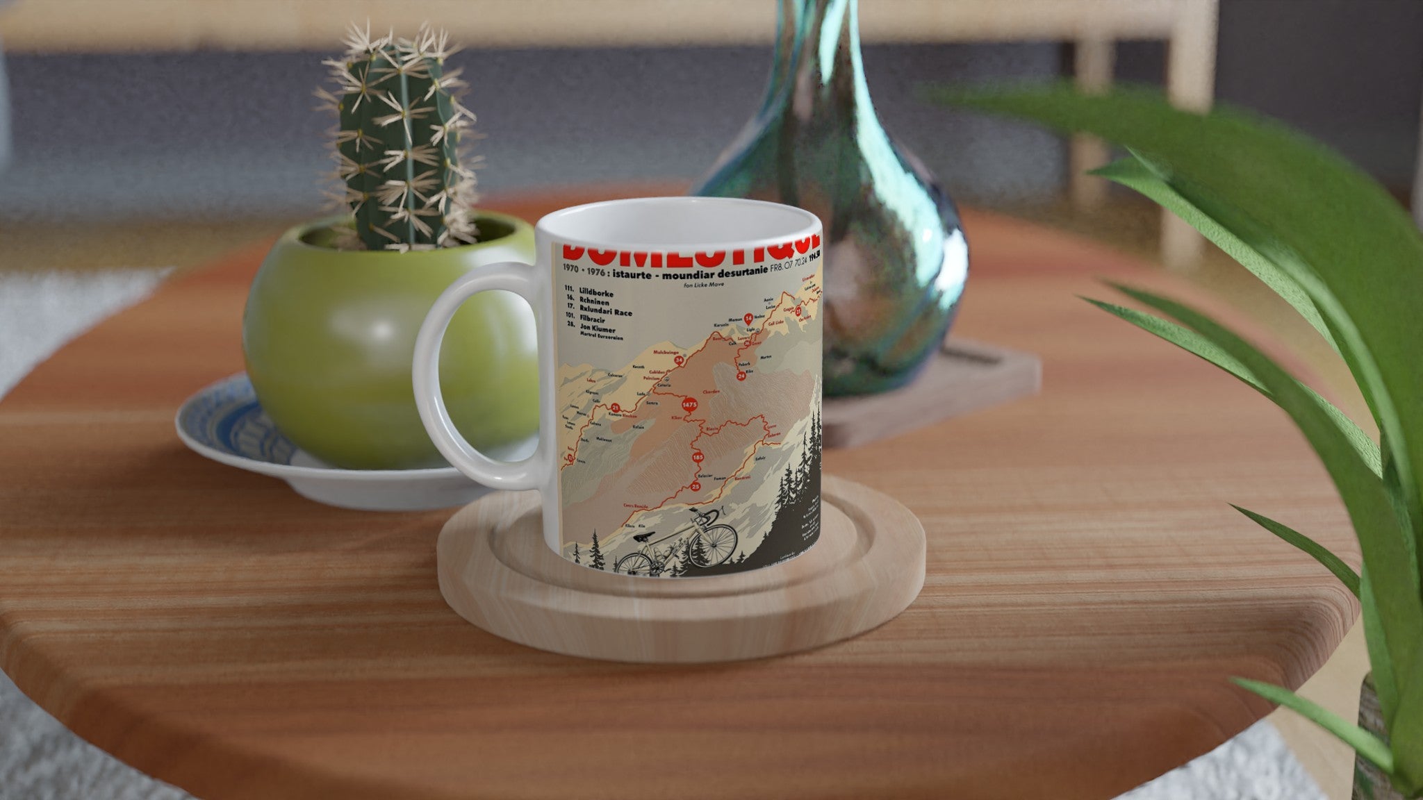 Retro Cycling Domestique 1970s Race Shirt Coffee Tea Ceramic 11oz UK Mug — detail view | Wild Thread Co