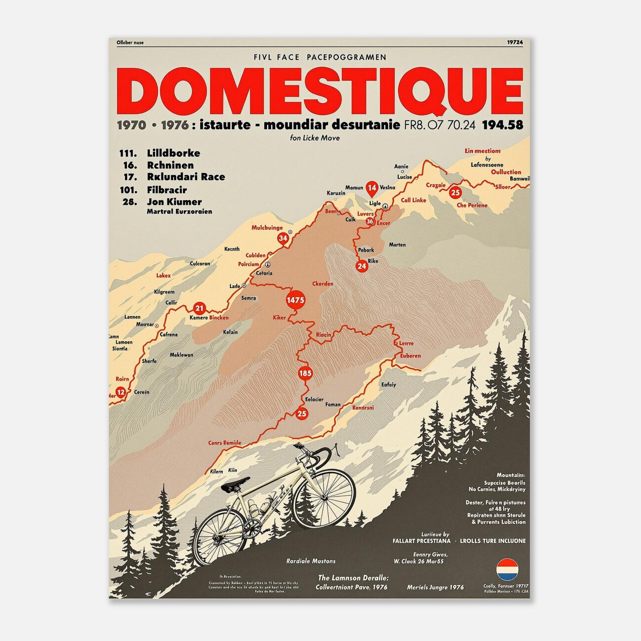 Retro Cycling Domestique 1970s Race Shirt Art Wall Art UK Gift Art Art Print Pos Art Print — detail view | Wild Thread Co