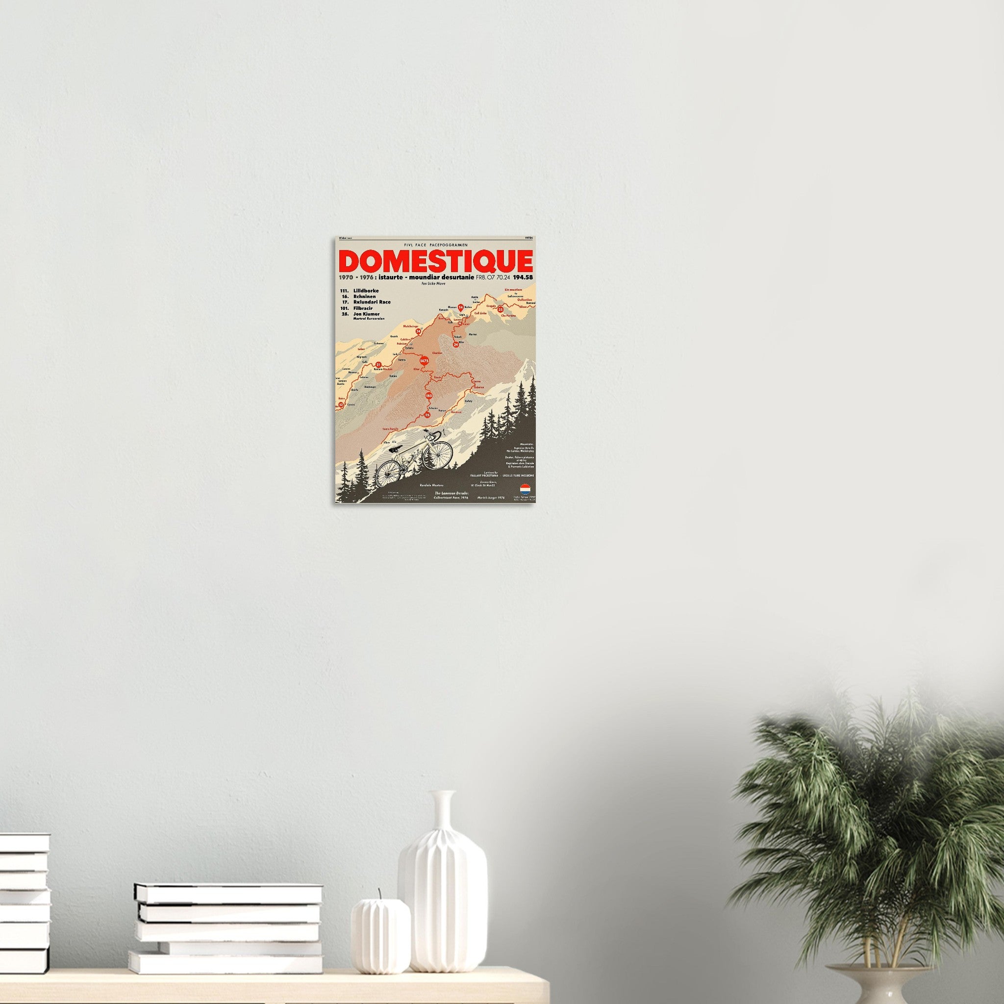 Retro Cycling Domestique 1970s Race Shirt Art Wall Art UK Gift Art Art Print Pos Art Print — detail view | Wild Thread Co
