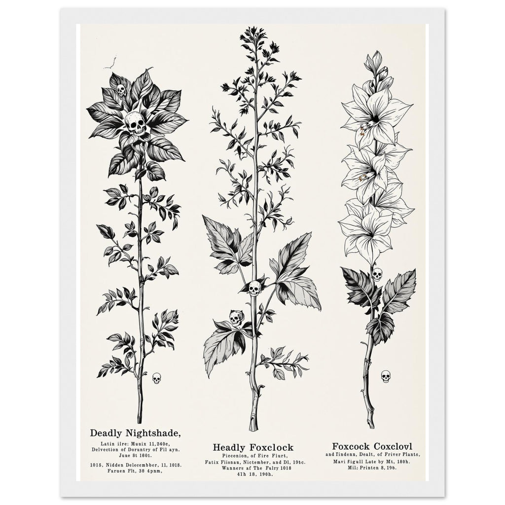 Dark Academia Deadly Botanicals Framed Print Wall Art Ready to Hang Framed Art Print — detail view | Wild Thread Co