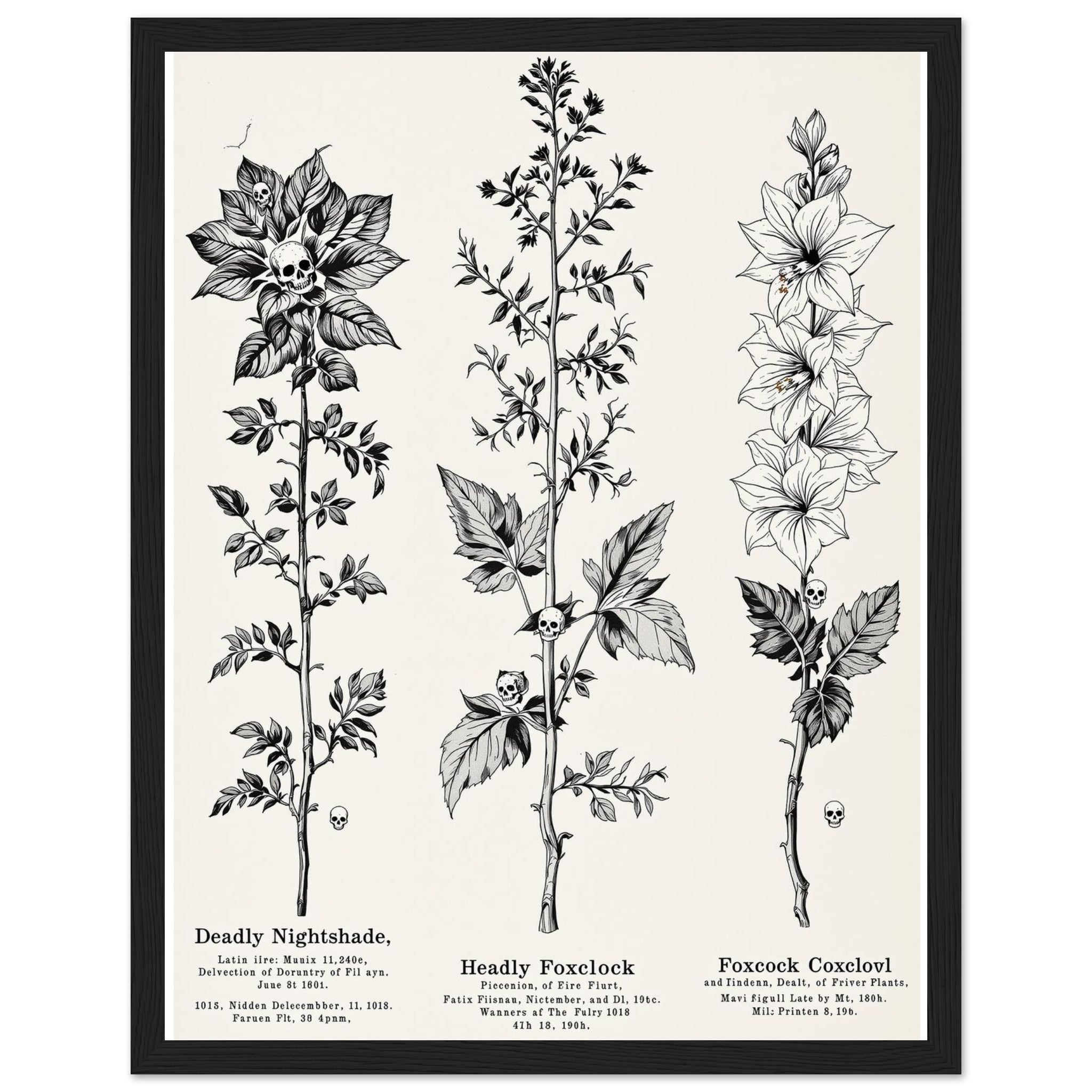 Dark Academia Deadly Botanicals Framed Print Wall Art Ready to Hang — Framed Art Print | Wild Thread Co UK