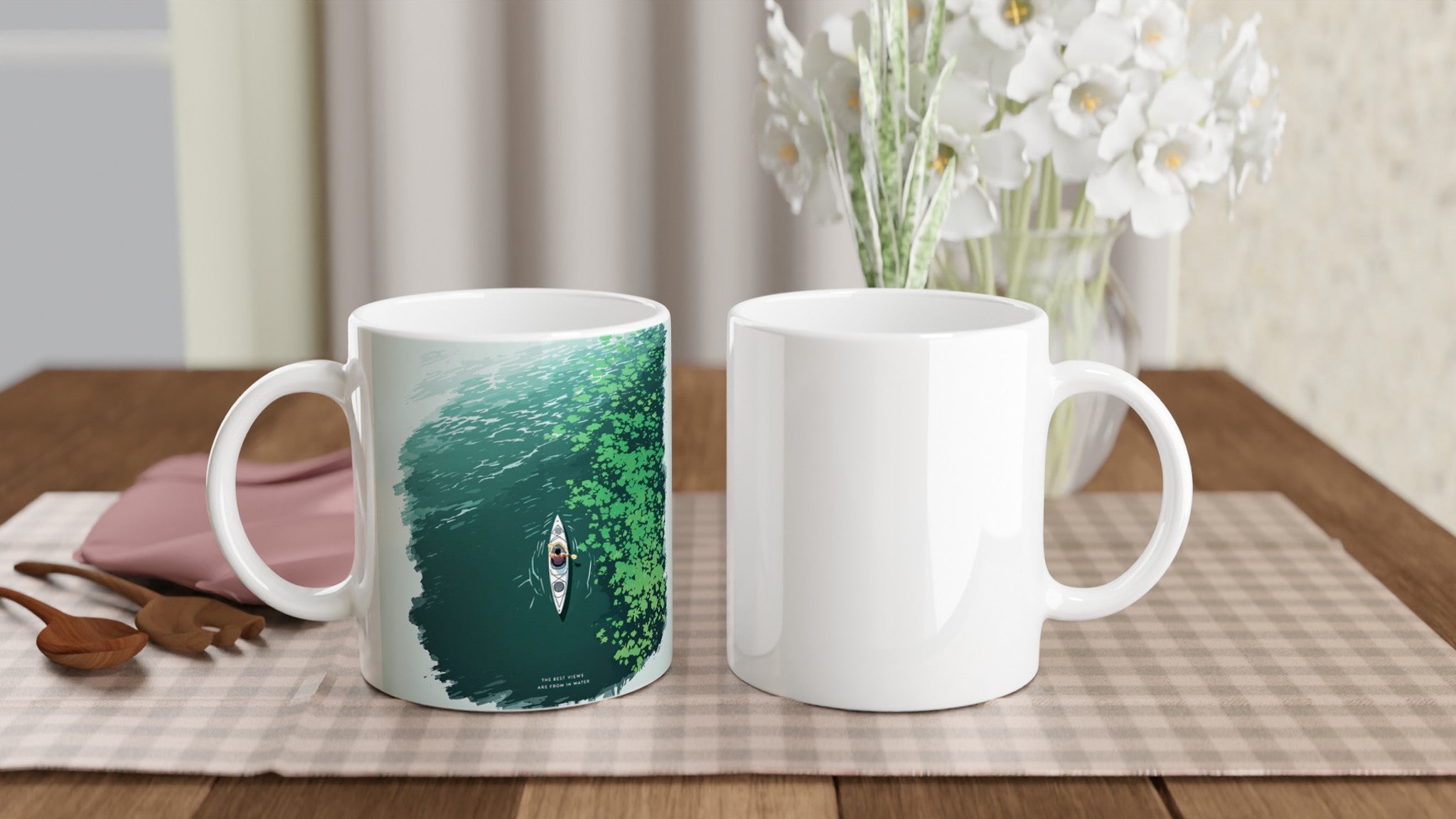 Sea Kayaking Aerial Coffee Tea Ceramic 11oz Mug UK Gift Mug — detail view | Wild Thread Co