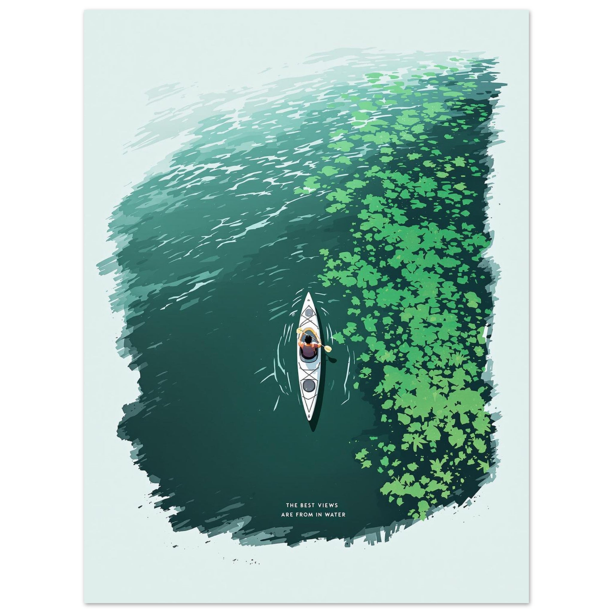 Sea Kayak Aerial View Art Wall Art UK Art UK Gift Art Print Art Print — detail view | Wild Thread Co