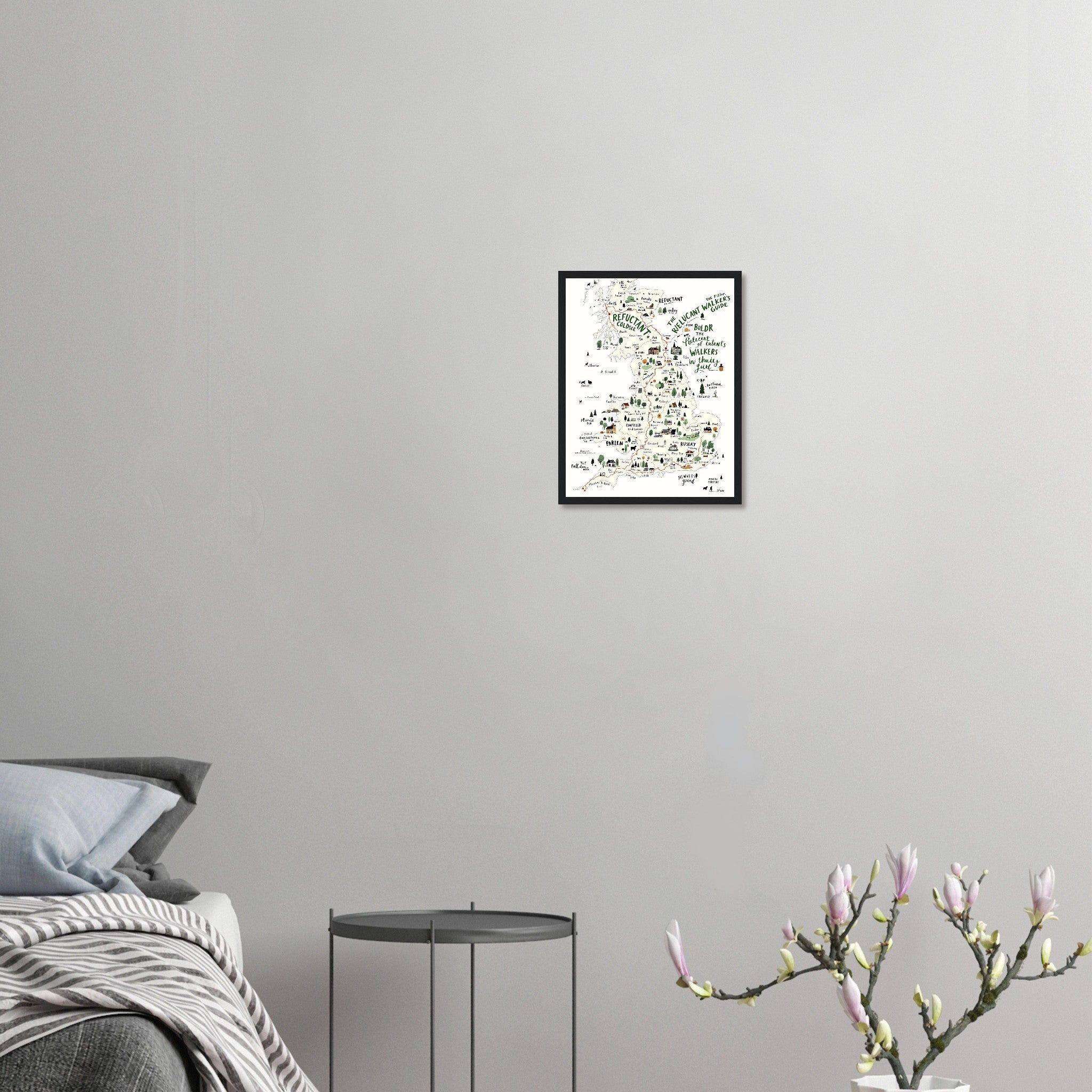 Gorpcore Dog Walking Countryside Framed Print Wall Art Ready to Hang Framed Art Print — detail view | Wild Thread Co