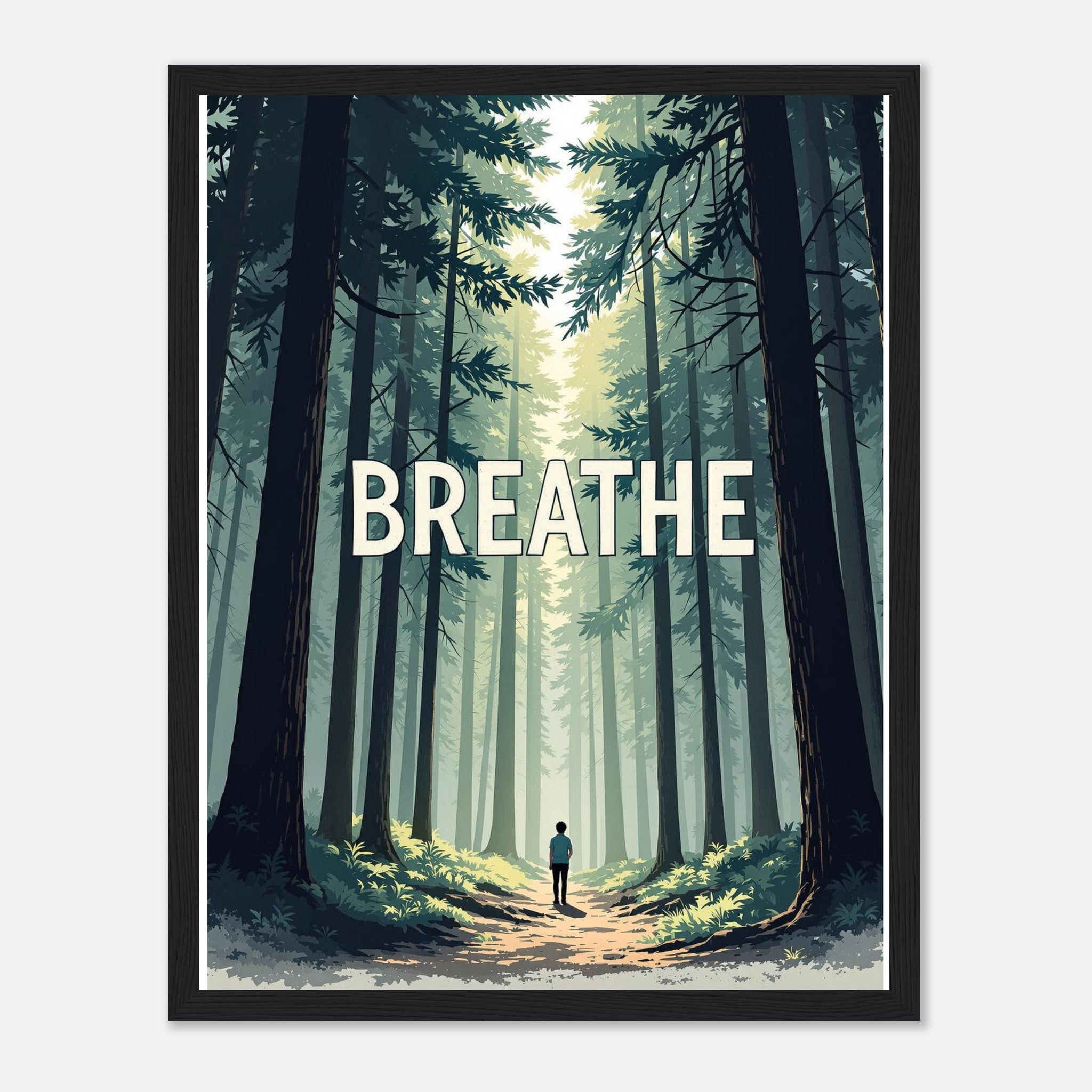 Forest Bathing Framed Print Wall Art Ready to Hang UK Framed Art Print — detail view | Wild Thread Co