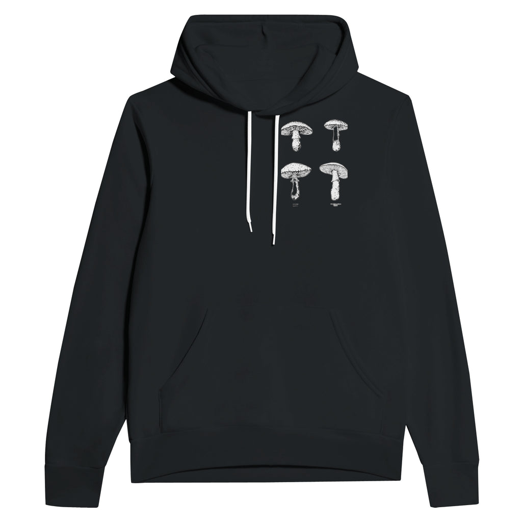 Dark Academia Mushroom Foraging Hoodie Pullover Unisex Cotton UK Hoodie — detail view | Wild Thread Co
