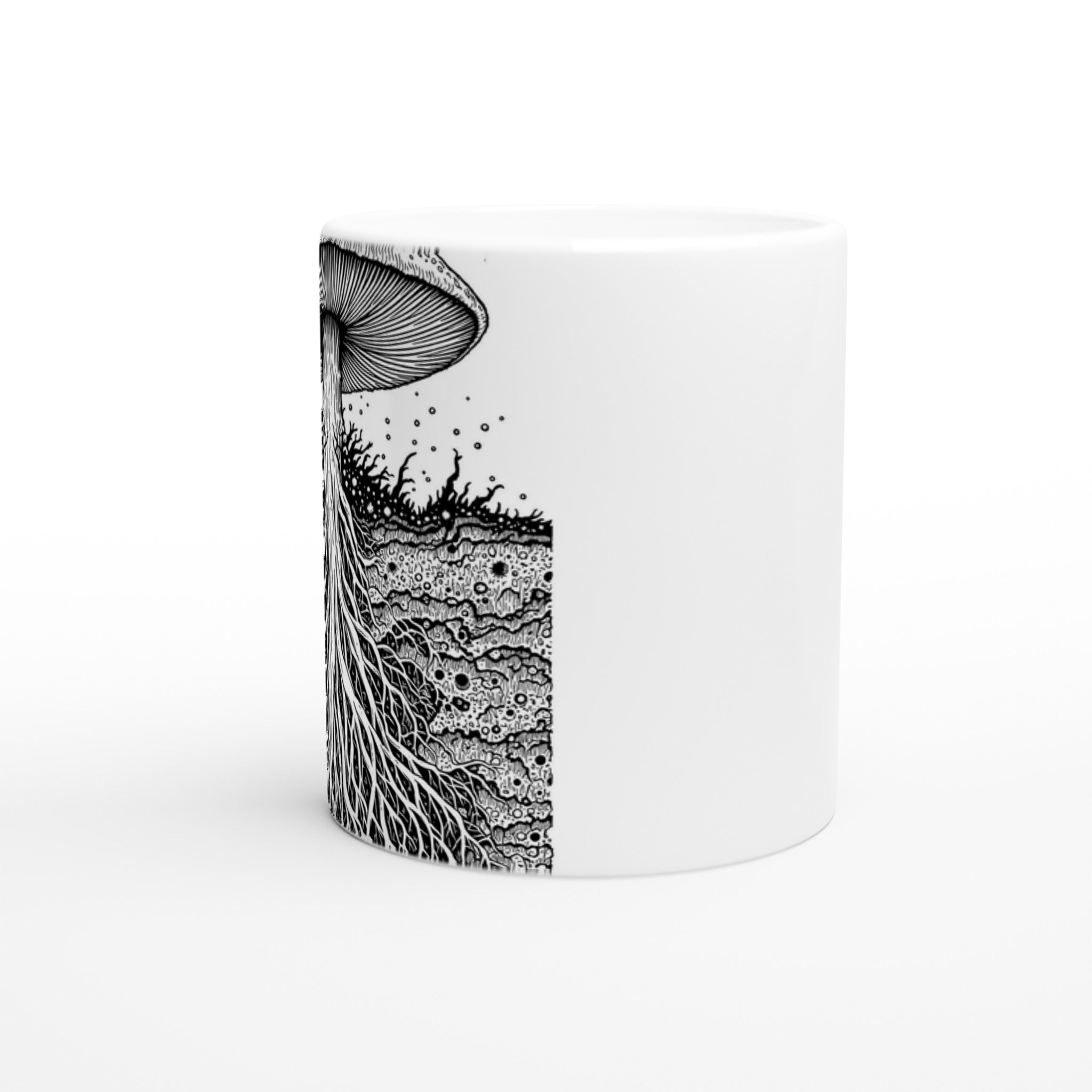 Dark Academia Mushroom Mycelium Coffee Tea Ceramic 11oz Mug 1 Mug — detail view | Wild Thread Co