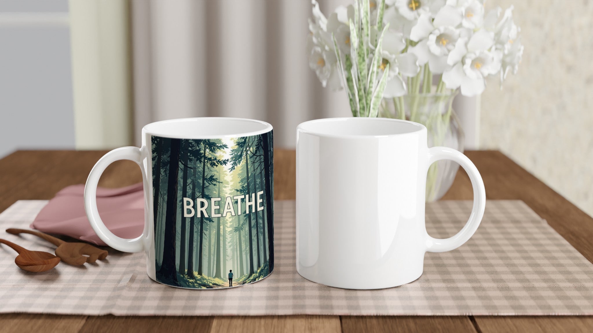 Forest Bathing Coffee Tea Ceramic 11oz Mug UK Gift Mug — detail view | Wild Thread Co
