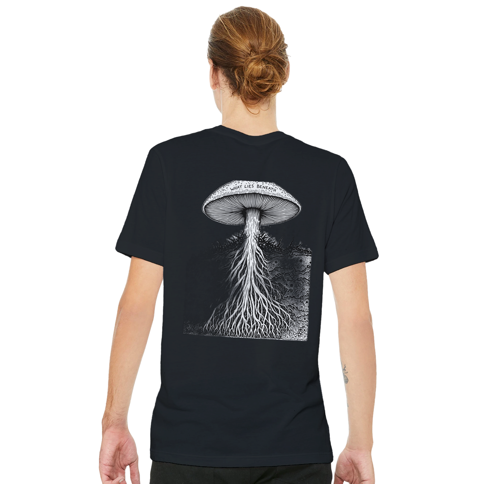 Dark Academia Mushroom Foraging Deep T-Shirt — detail view | Wild Thread Co