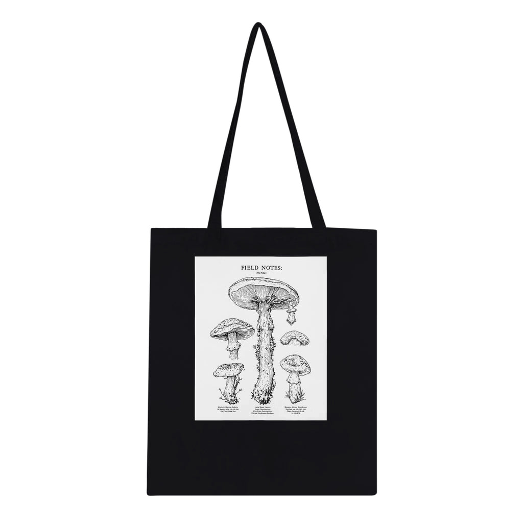 Dark Academia Mushroom Foraging Cotton Shopper UK Tote Bag — detail view | Wild Thread Co