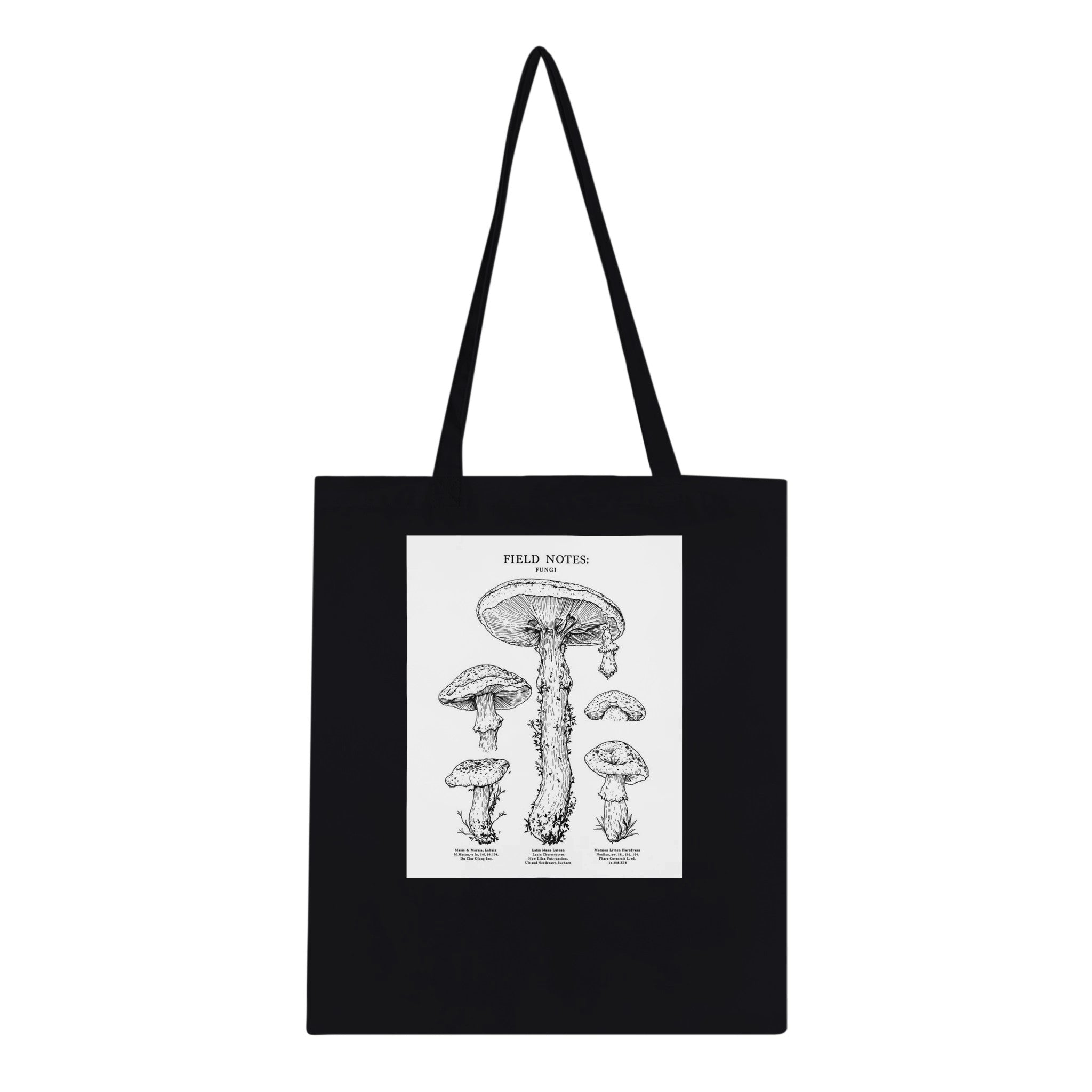 Dark Academia Mushroom Foraging Cotton Shopper UK Tote Bag — detail view | Wild Thread Co