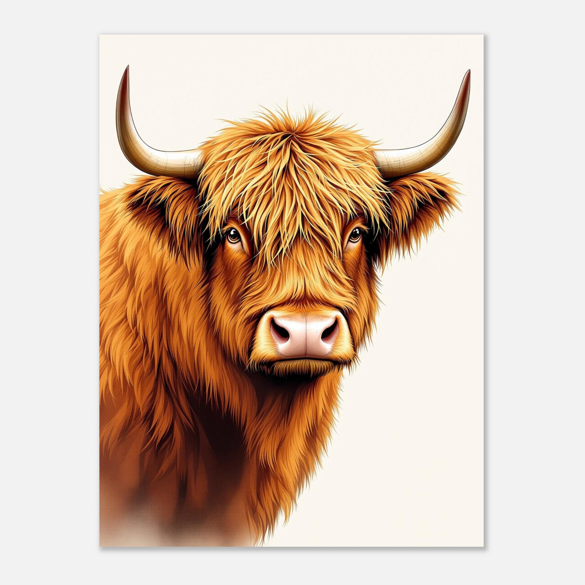Highland Cattle Portrait A1 Art Wall Art UK Art UK Gift Art Print Poster Wall Ar Art Print — detail view | Wild Thread Co