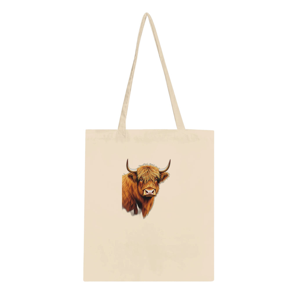 Highland Cattle Portrait Cotton Shopper UK Tote Bag UK Gift Tote Bag — detail view | Wild Thread Co