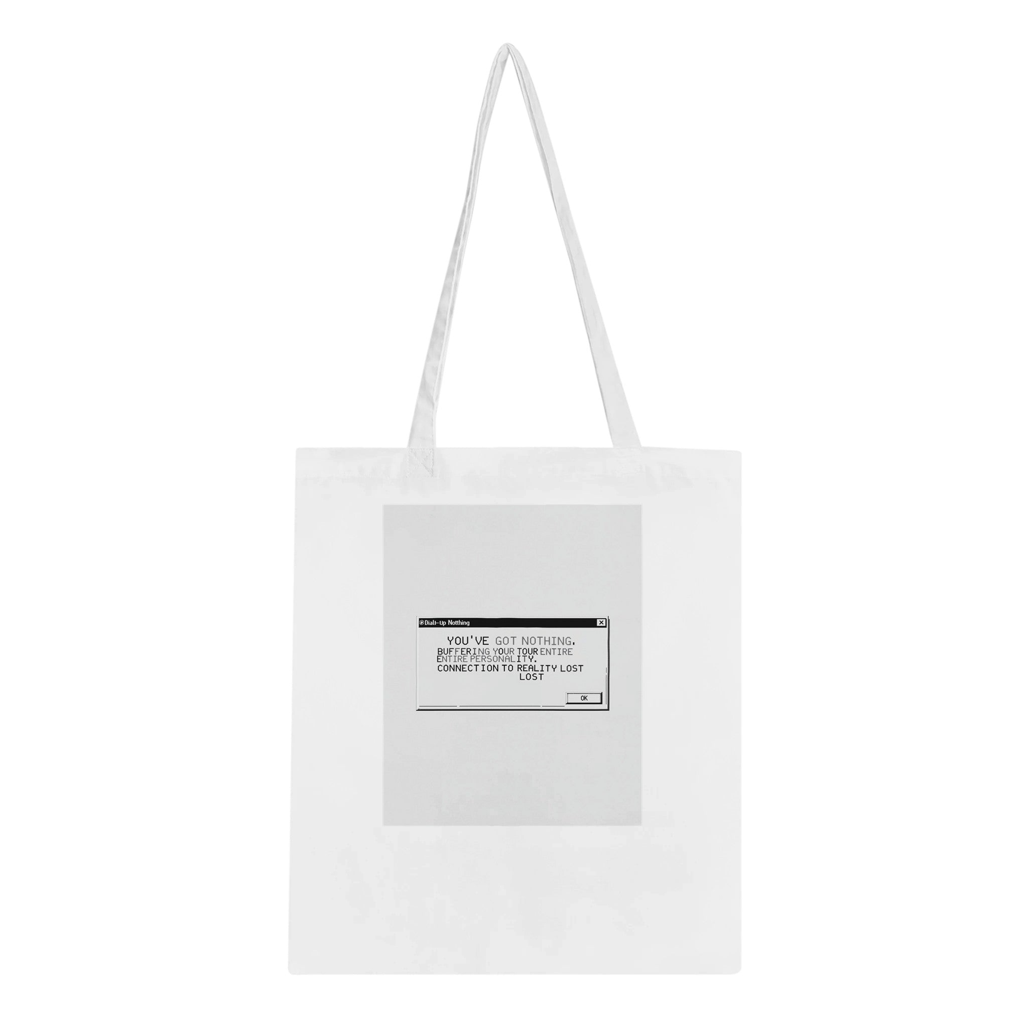 Y2k Dial Up Internet Rage Tote Bag Cotton Shopper UK Tote Bag — detail view | Wild Thread Co