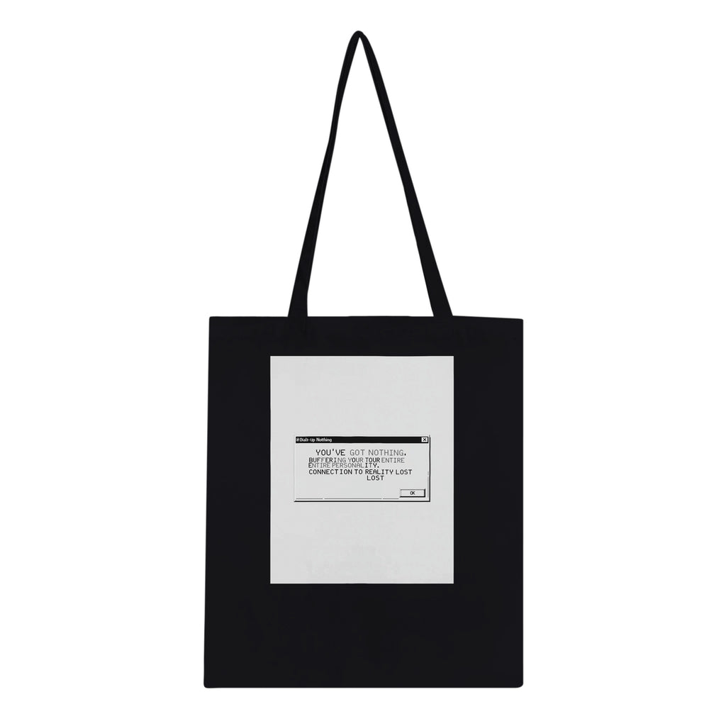 Y2k Dial Up Internet Rage Tote Bag Cotton Shopper UK Tote Bag — detail view | Wild Thread Co