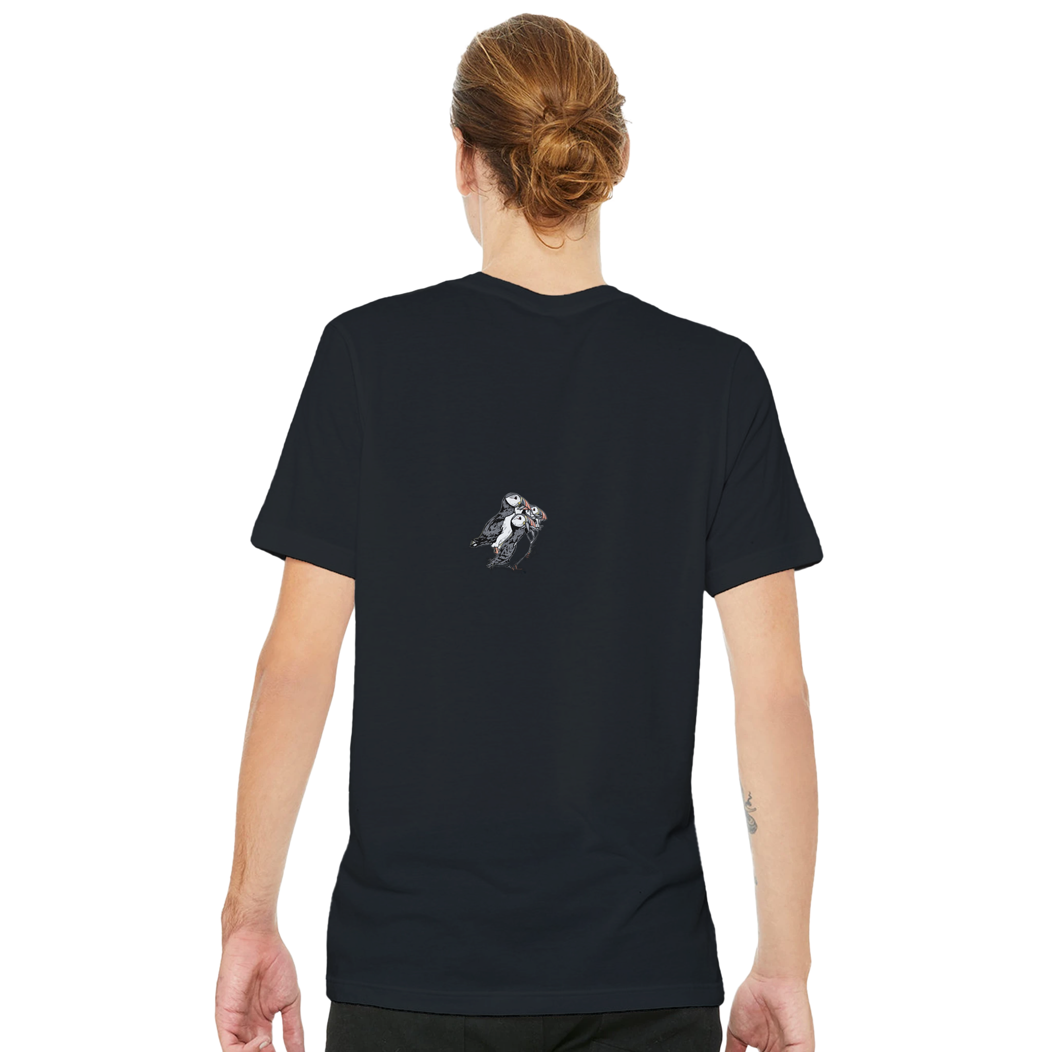 Puffin Colony T-Shirt Unisex Cotton Tee UK T-Shirt — detail view | Wild Thread Co