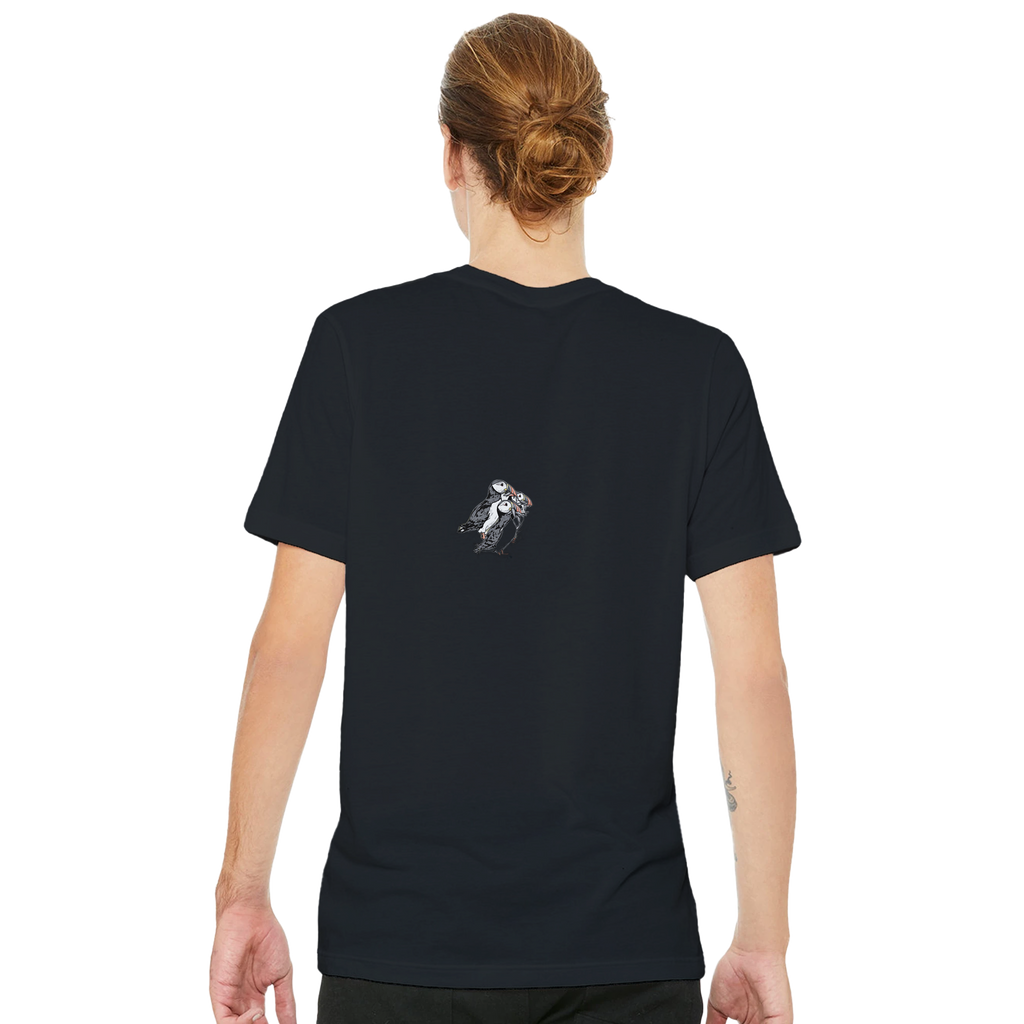 Puffin Colony T-Shirt Unisex Cotton Tee UK T-Shirt — detail view | Wild Thread Co