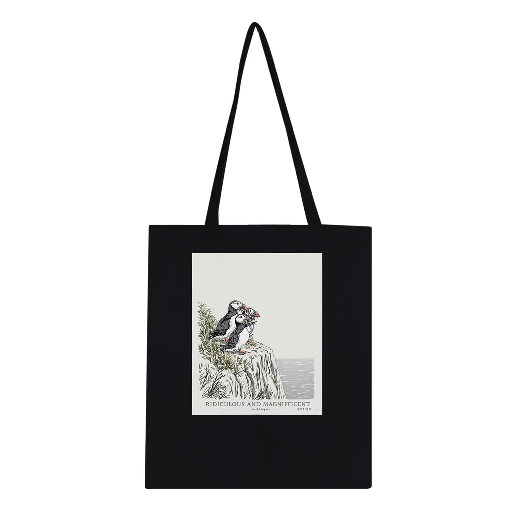 Puffin Colony Cotton Shopper UK Tote Bag — detail view | Wild Thread Co