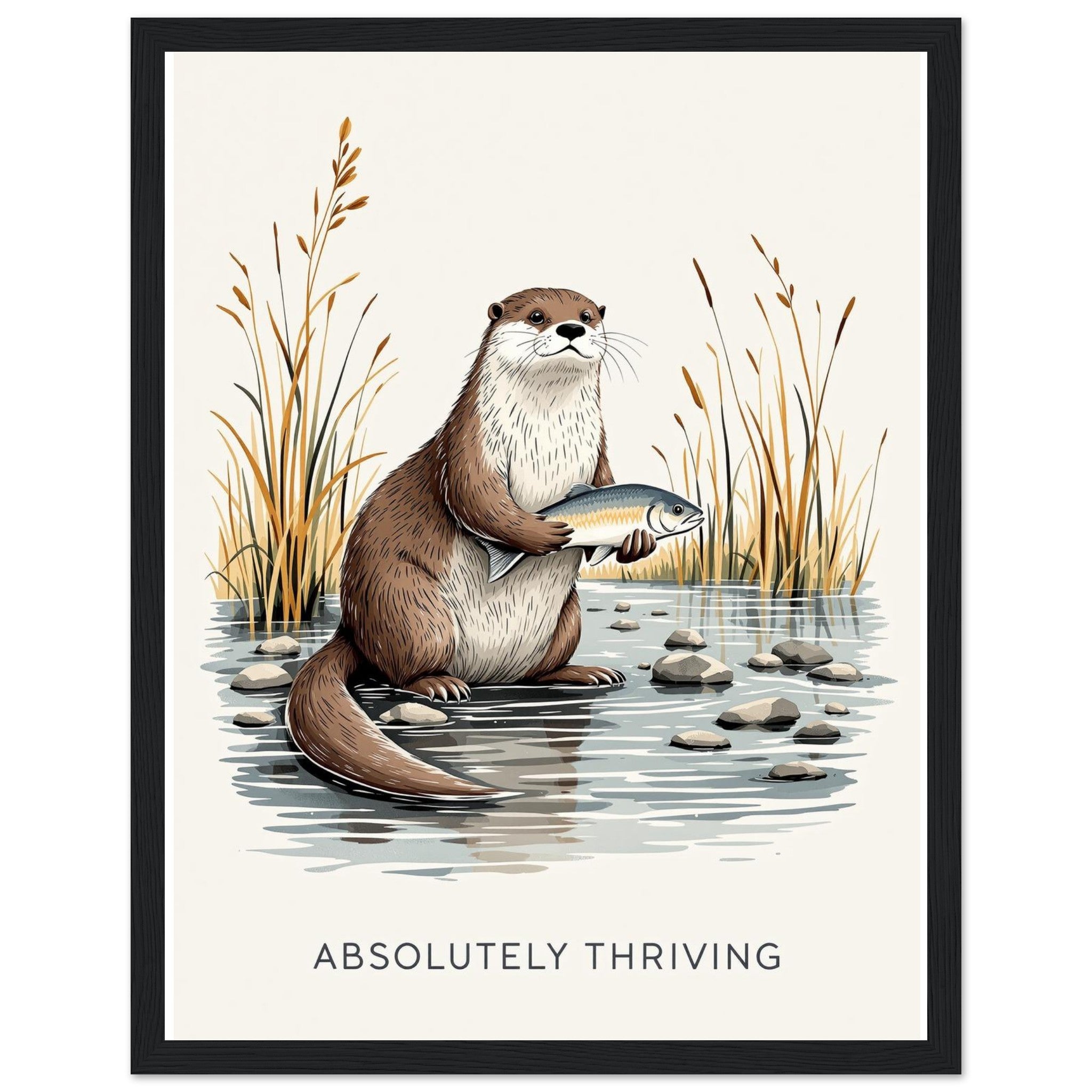 Otter River Framed Print Wall Art Ready to Hang UK — Framed Art Print | Wild Thread Co UK