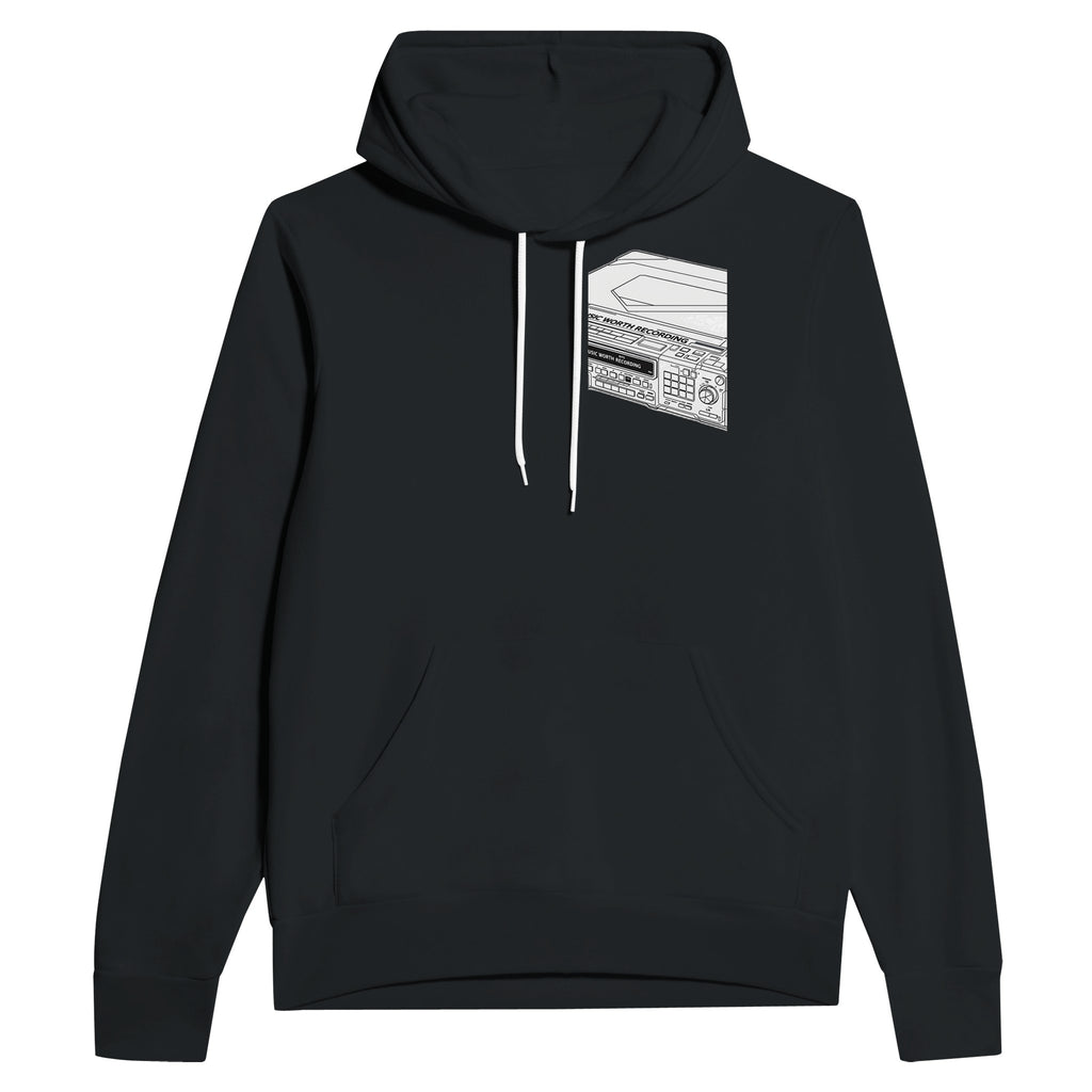 Y2k Minidisc Music Obsessive Hoodie Pullover Unisex Cotton UK Hoodie — detail view | Wild Thread Co