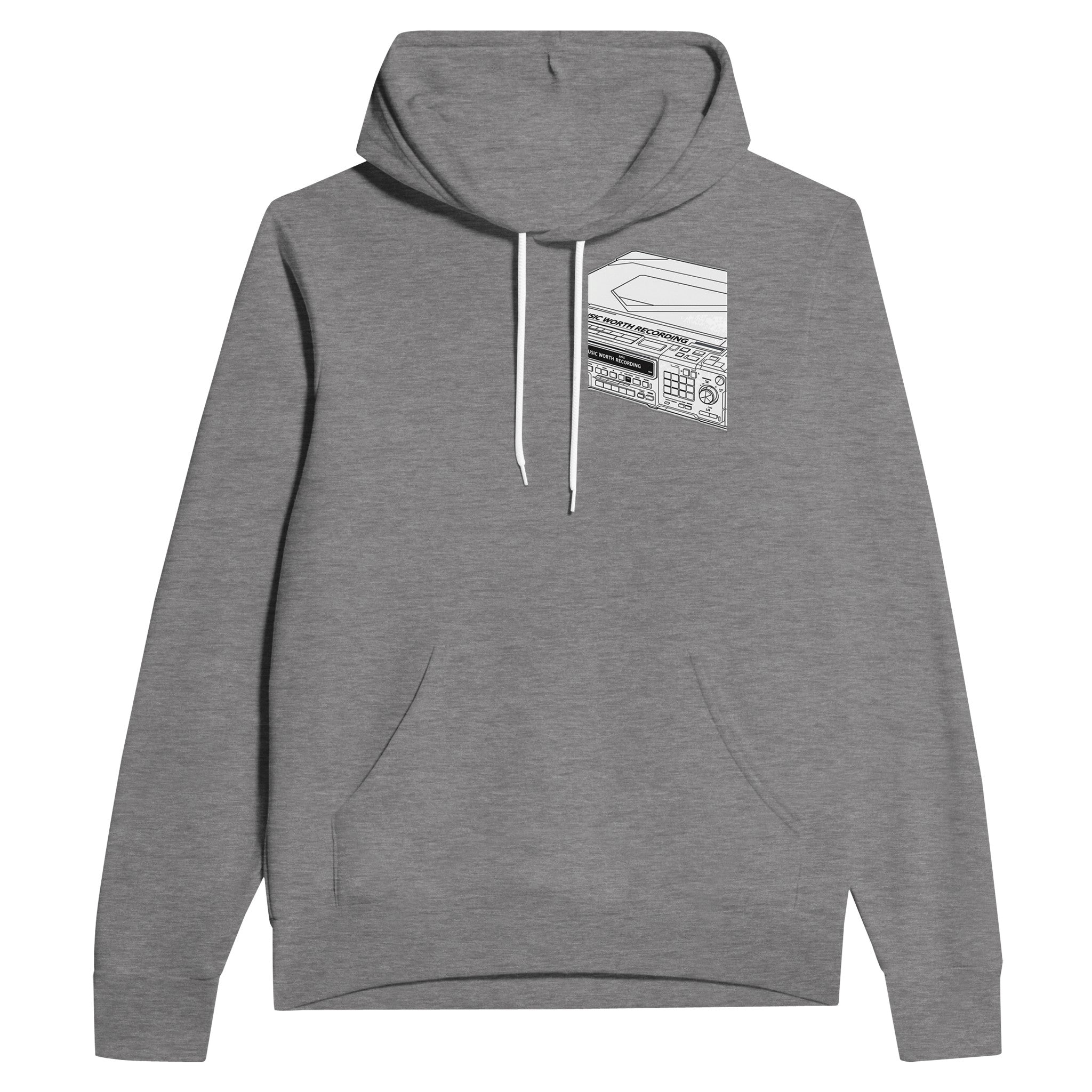 Y2k Minidisc Music Obsessive Hoodie Pullover Unisex Cotton UK Hoodie — detail view | Wild Thread Co