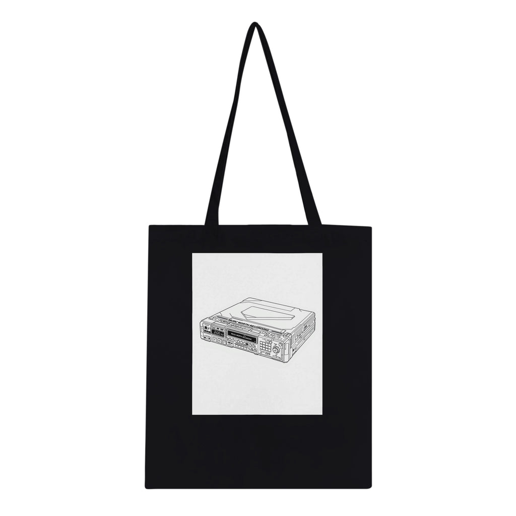 Y2k Minidisc Music Obsessive Tote Bag Cotton Shopper UK Tote Bag — detail view | Wild Thread Co