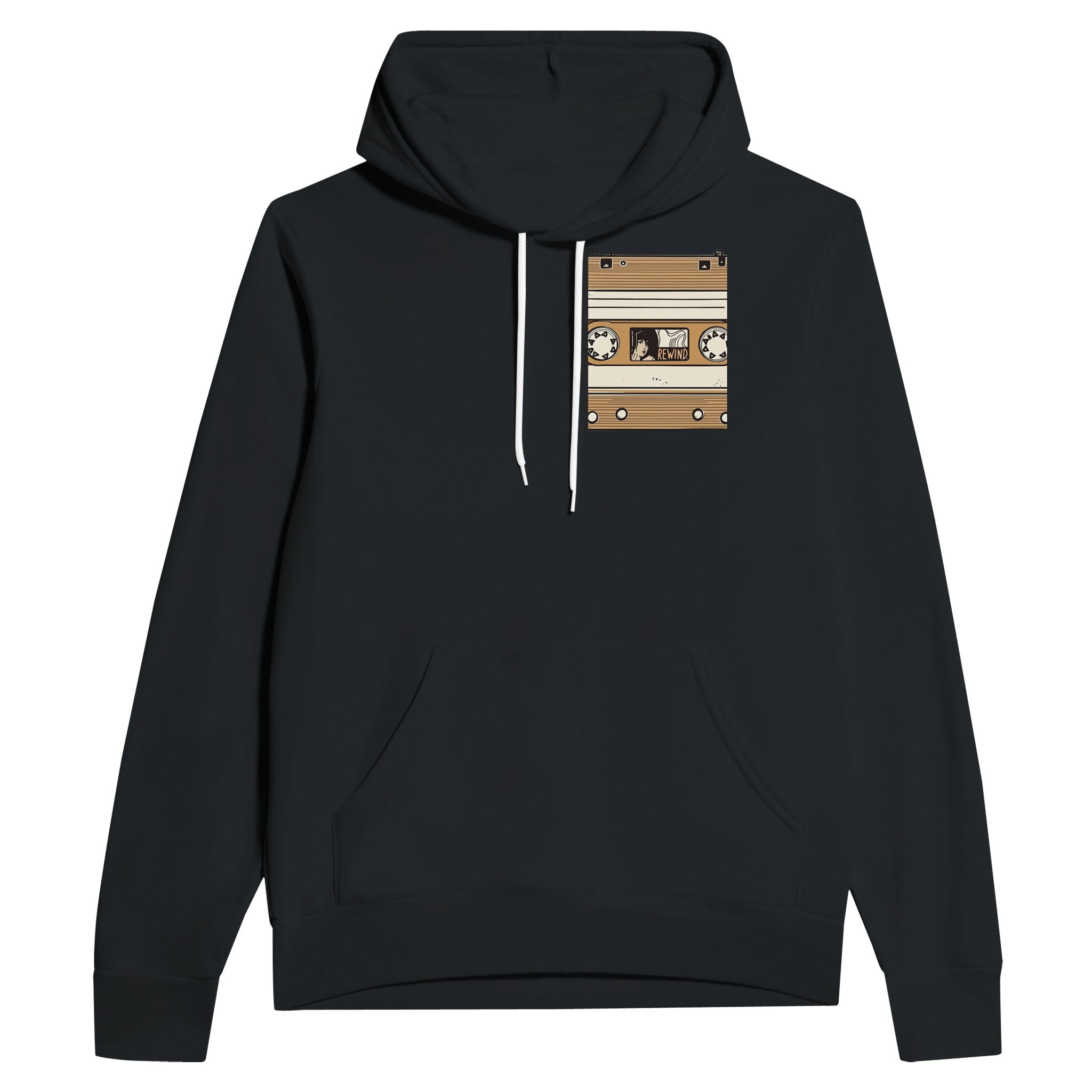 Y2k Cassette Tape Hoodie Pullover Unisex Cotton UK Hoodie — detail view | Wild Thread Co