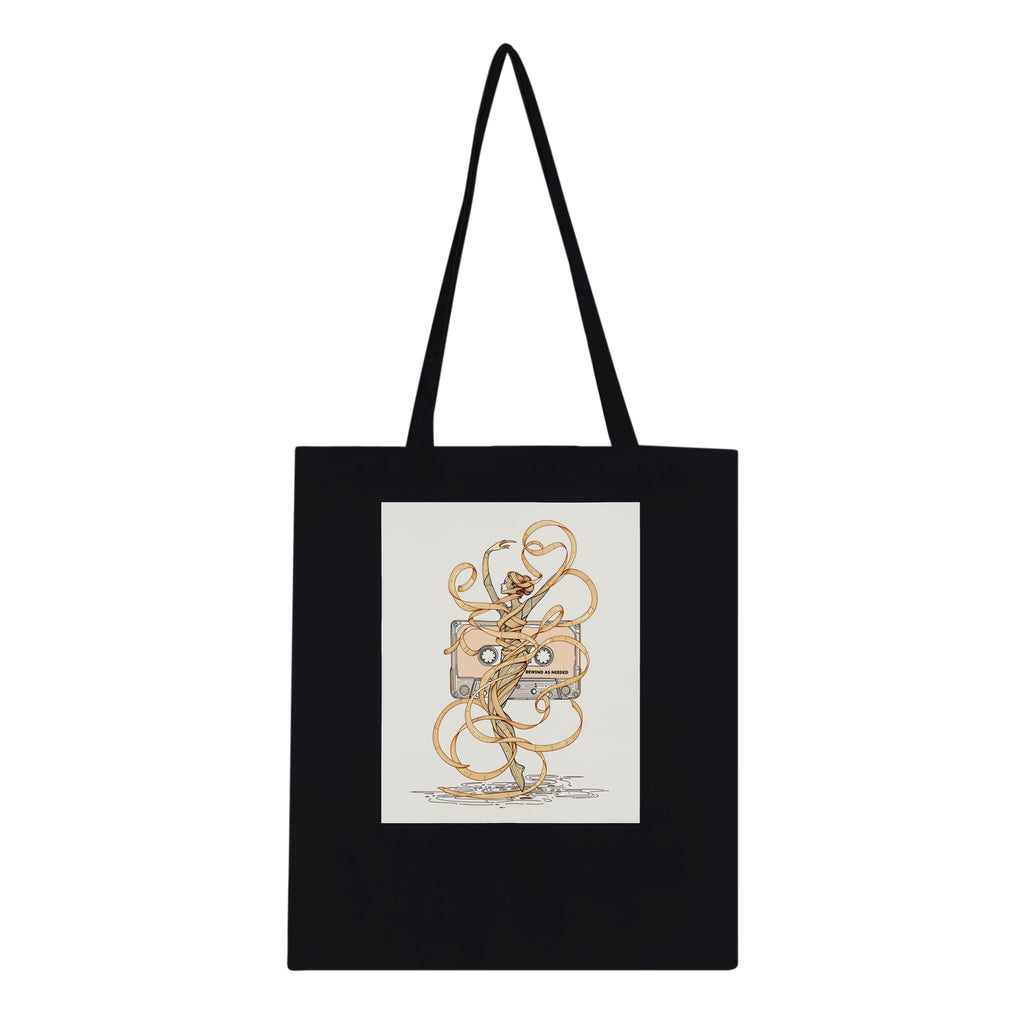 Y2k Cassette Tape Tote Bag Cotton Shopper UK Tote Bag — detail view | Wild Thread Co