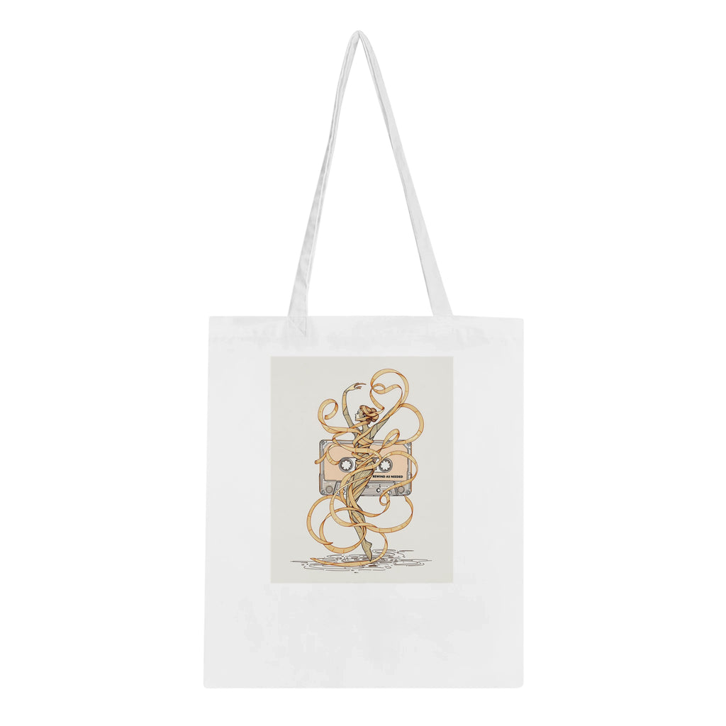 Y2k Cassette Tape Tote Bag Cotton Shopper UK Tote Bag — detail view | Wild Thread Co