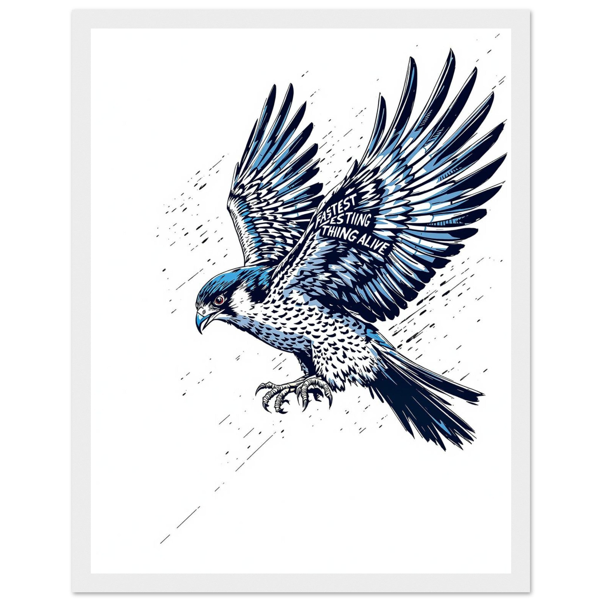 Peregrine Dive Framed Print Wall Art Ready to Hang UK Framed Art Print — detail view | Wild Thread Co