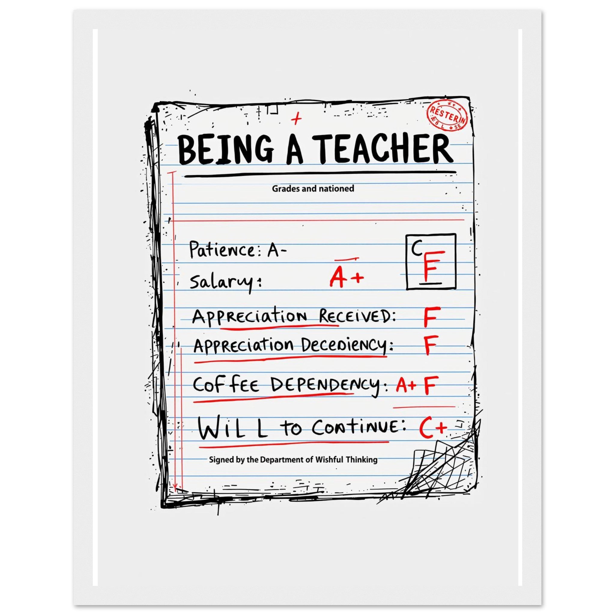 Teacher Framed Print Wall Art Ready to Hang UK Framed Art Print — detail view | Wild Thread Co