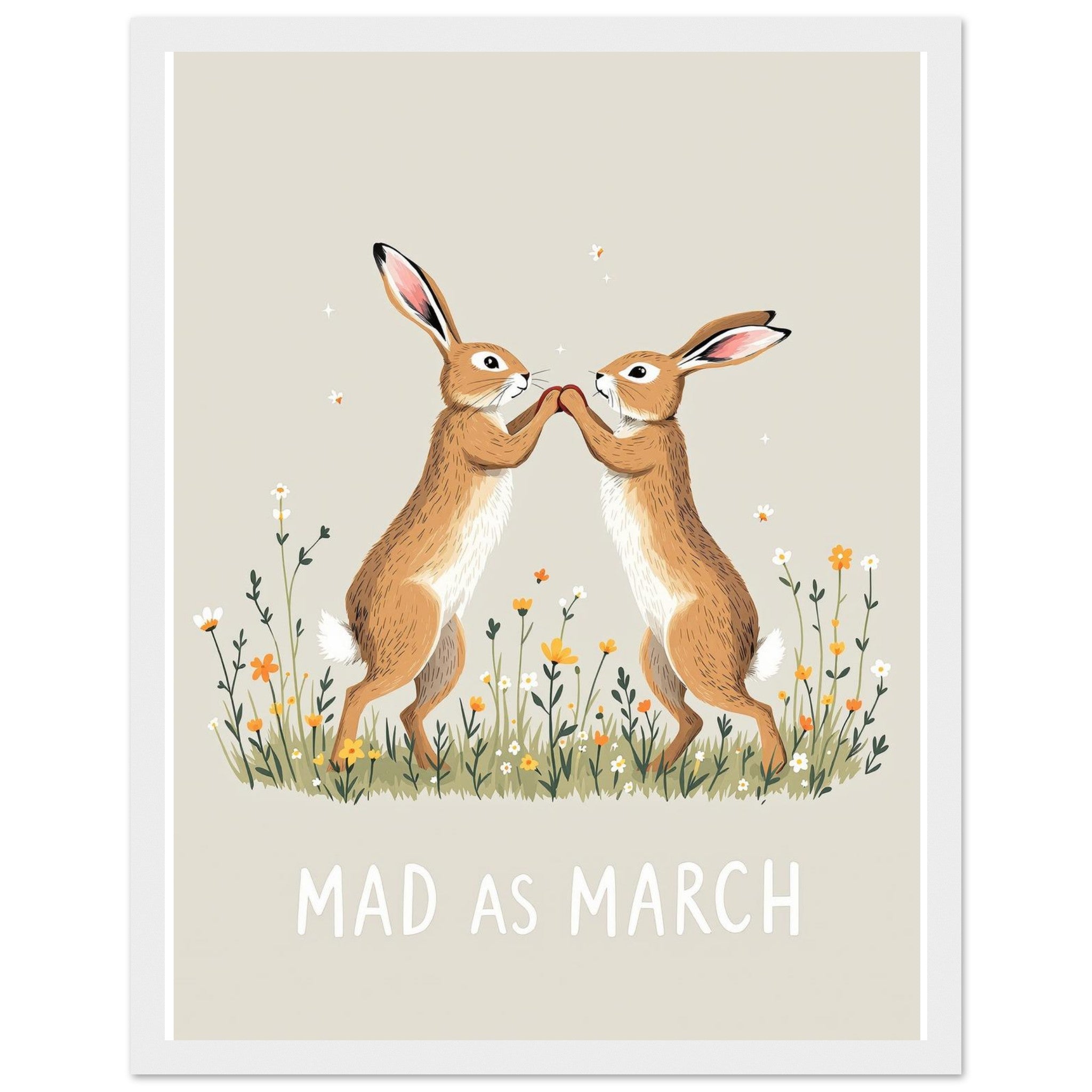 Hare Boxing Spring Framed Print Wall Art Ready to Hang UK Framed Art Print — detail view | Wild Thread Co