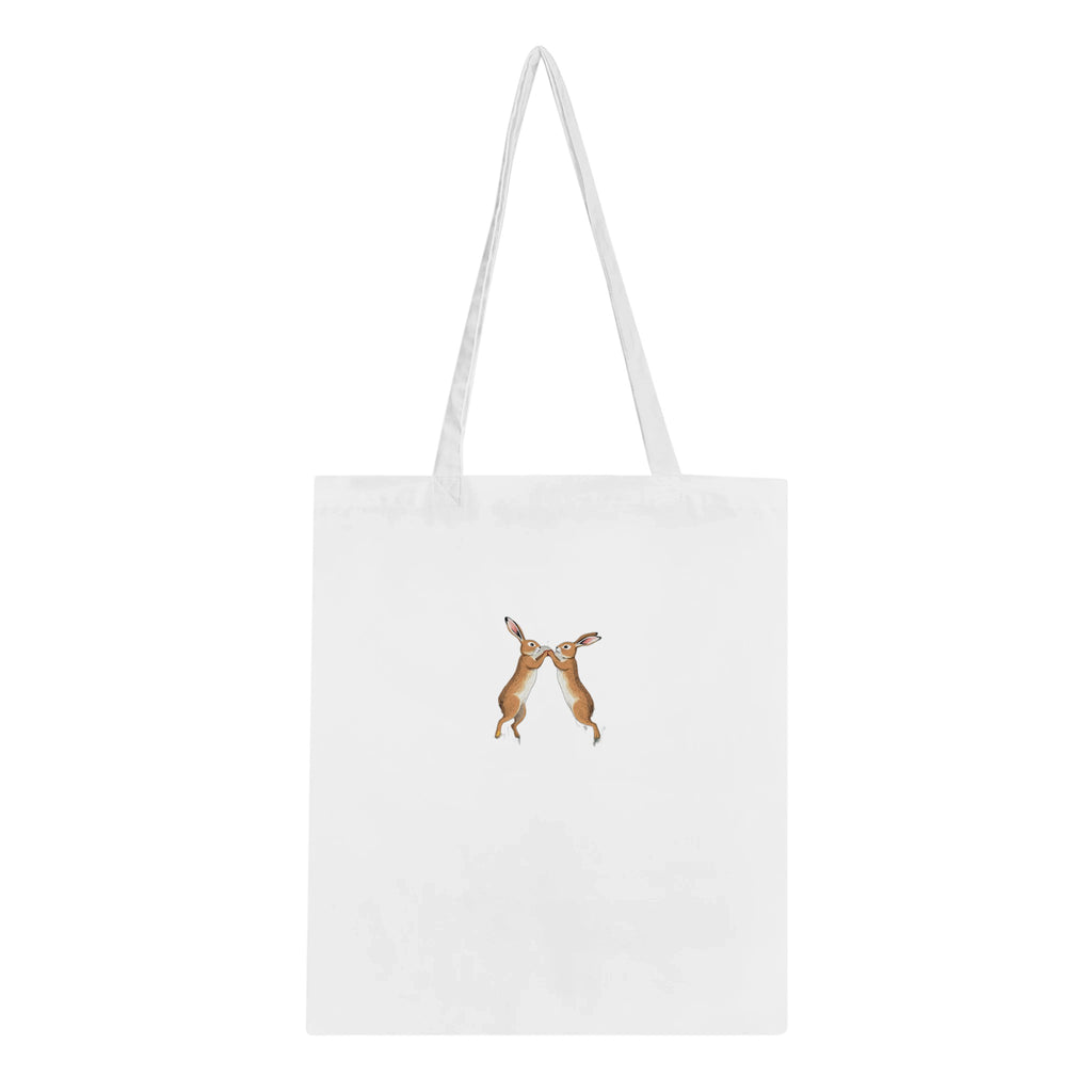 Hare Boxing Spring Cotton Shopper UK Tote Bag — detail view | Wild Thread Co