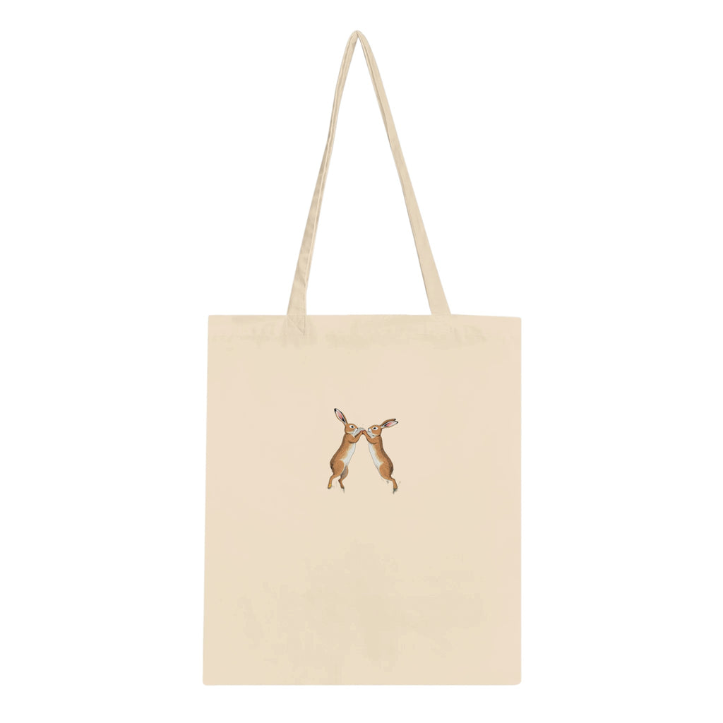 Hare Boxing Spring Cotton Shopper UK Tote Bag — detail view | Wild Thread Co