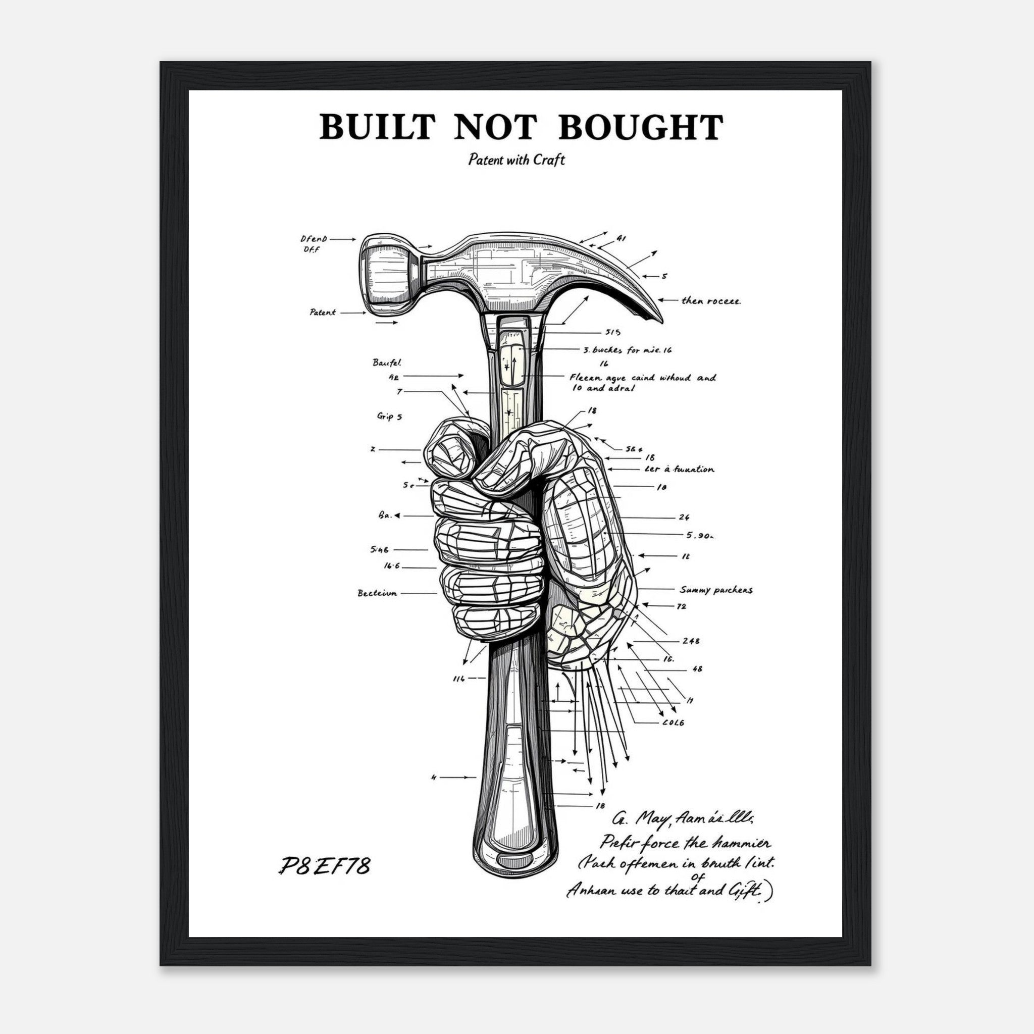 Tradesperson Built Not Bought Framed Print Wall Art Ready to Hang UK Framed Art Print — detail view | Wild Thread Co