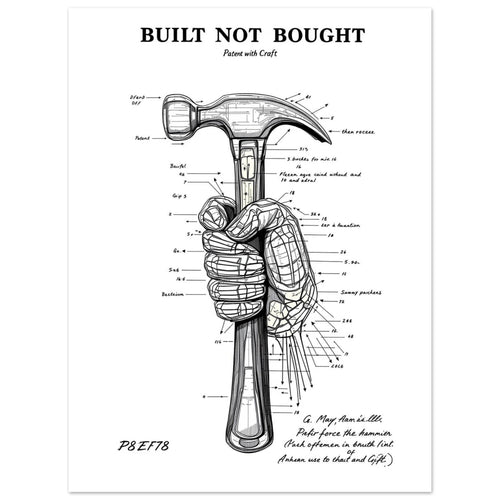 Built Not Bought Engineer Patent Hand Hammer Tradesman Gift Animal Art Print Pos Art Print — detail view | Wild Thread Co