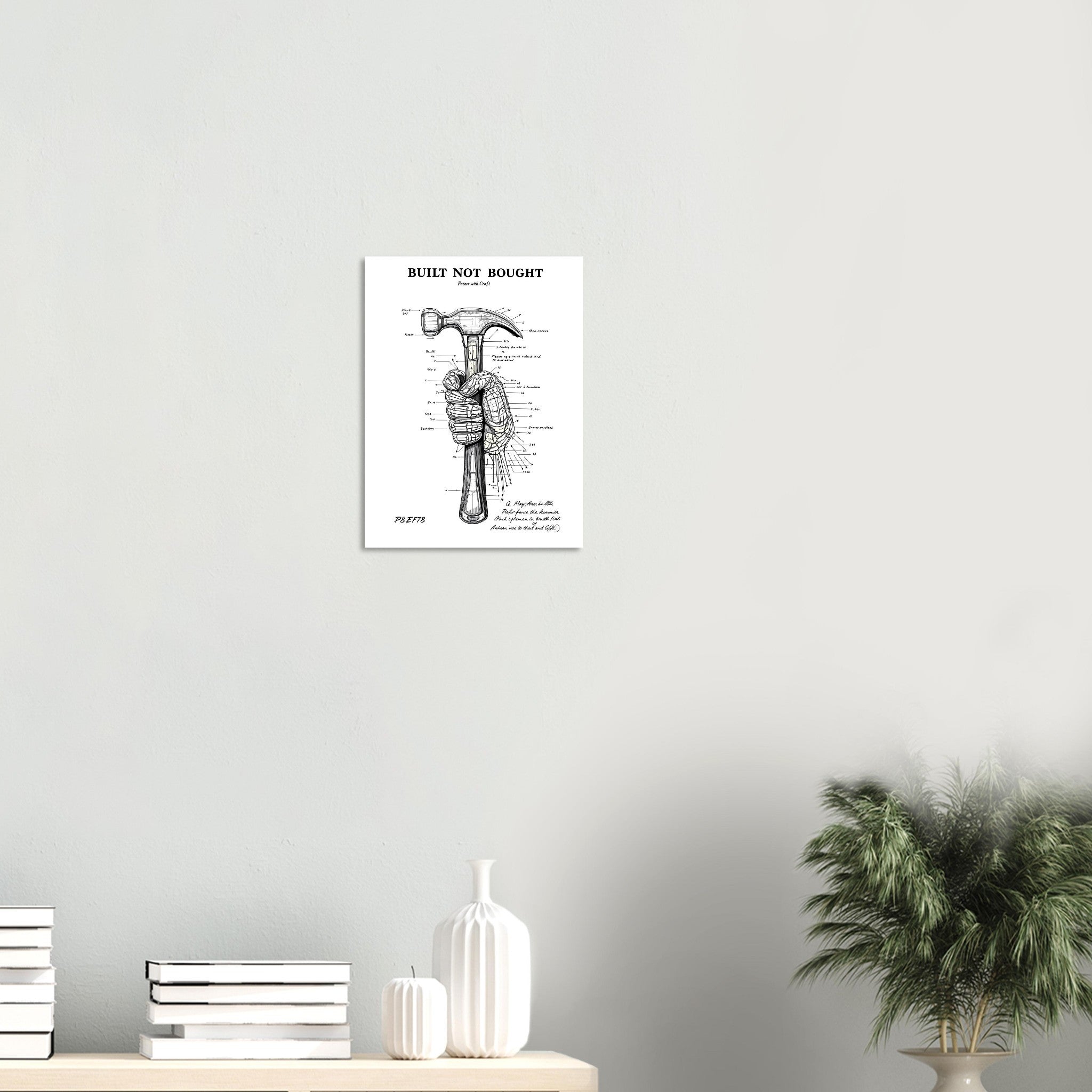 Built Not Bought Engineer Patent Hand Hammer Tradesman Gift Animal Art Print Pos Art Print — detail view | Wild Thread Co