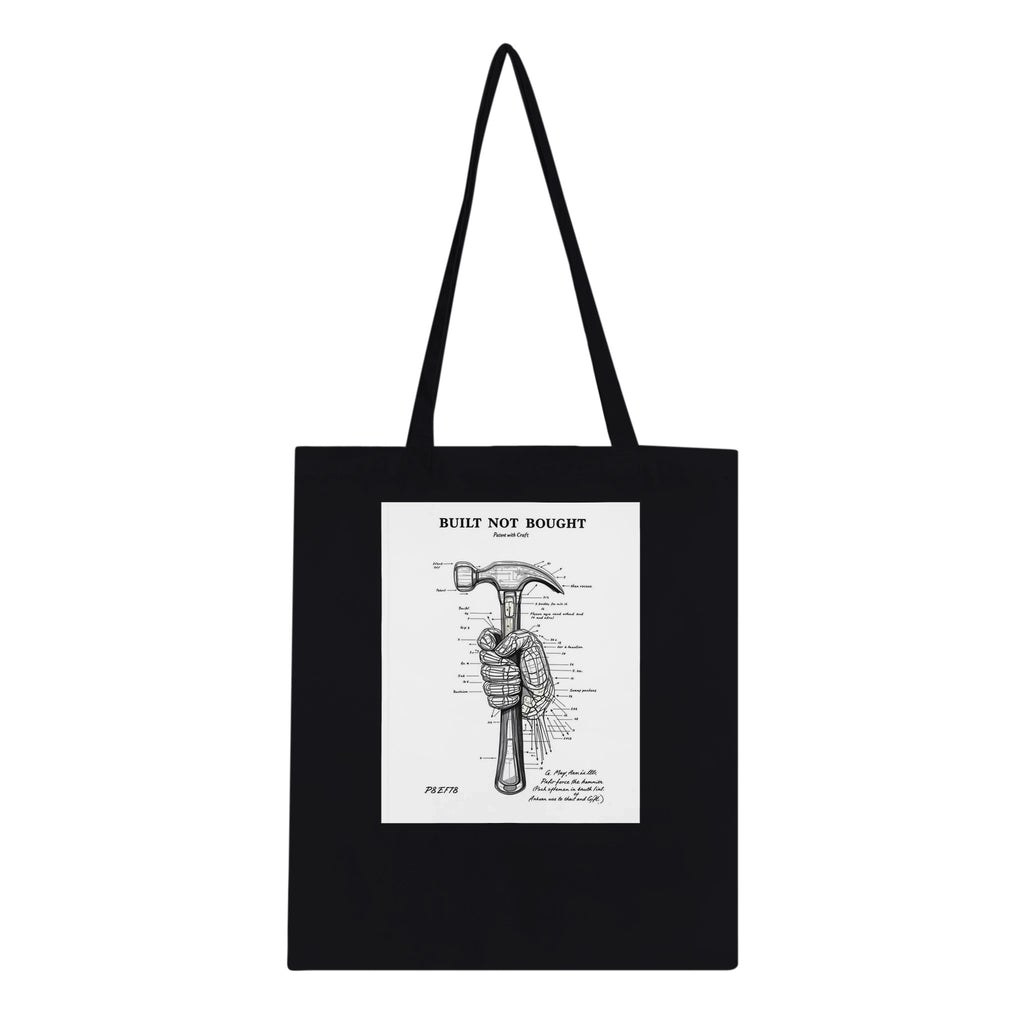 Tradesperson Built Not Bought Tote Bag Cotton Shopper UK Tote Bag — detail view | Wild Thread Co