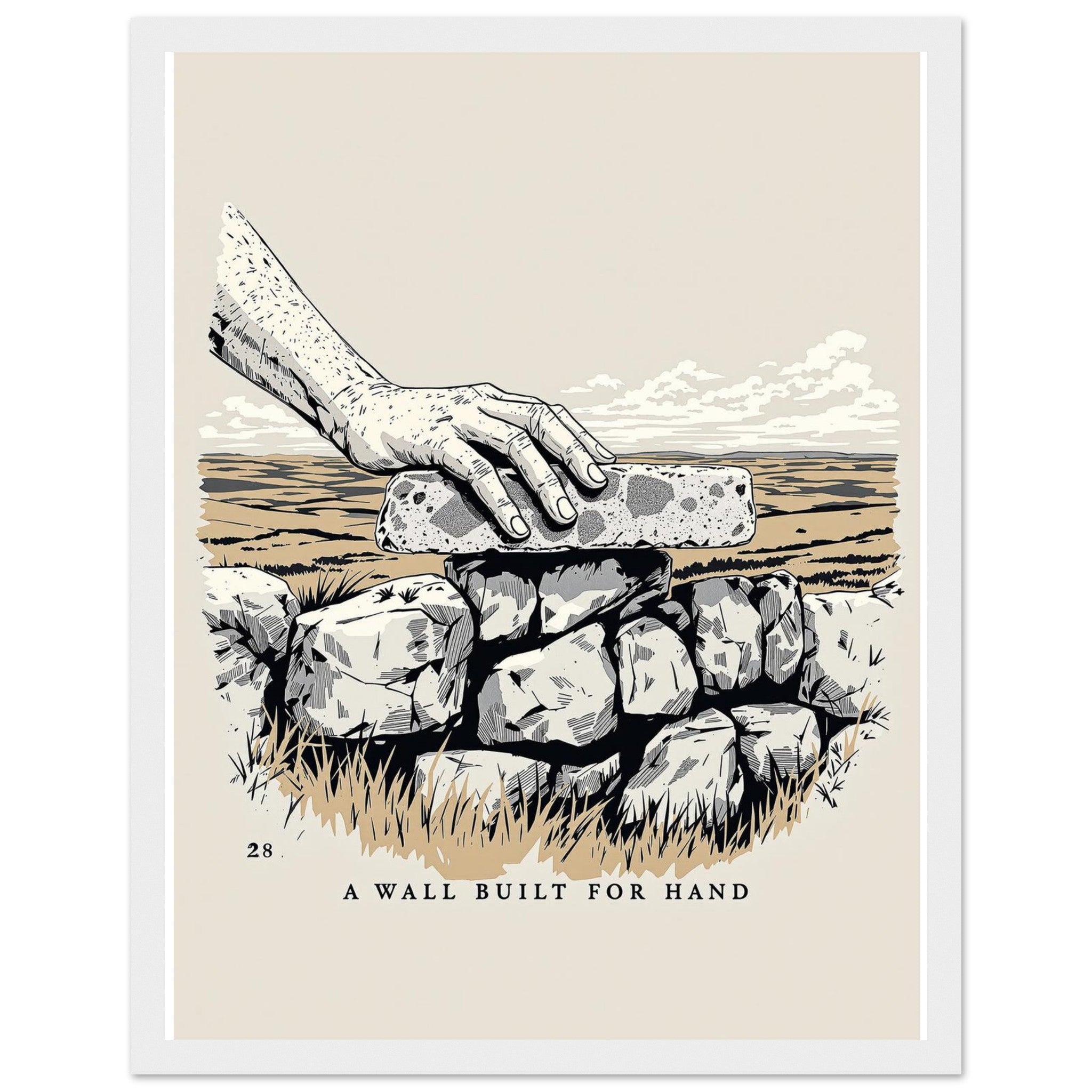 Dry Stone Walling Framed Print Wall Art Ready to Hang UK Framed Art Print — detail view | Wild Thread Co