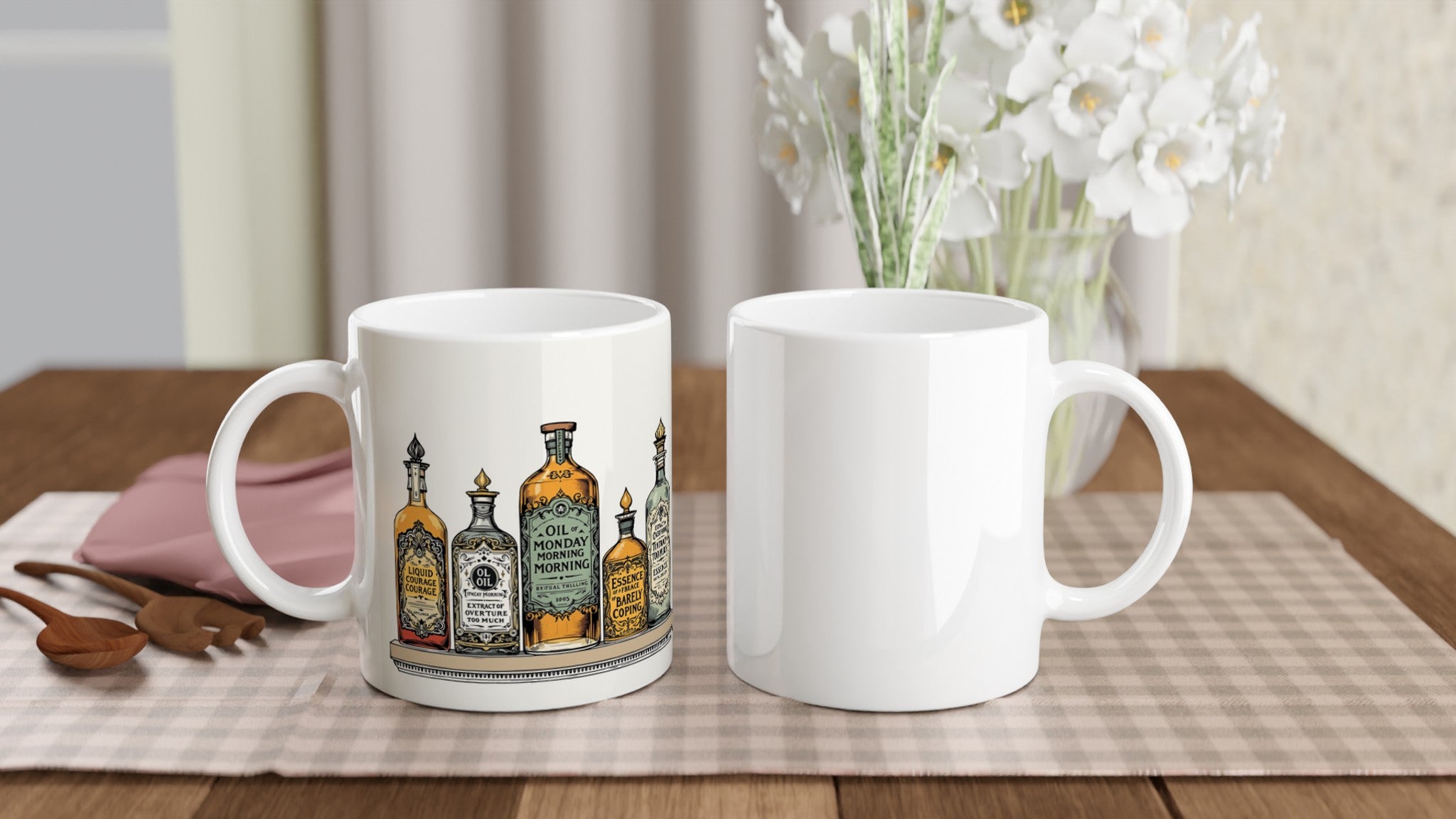 Dark Academia Apothecary Coffee Tea Ceramic 11oz Mug UK Mug — detail view | Wild Thread Co