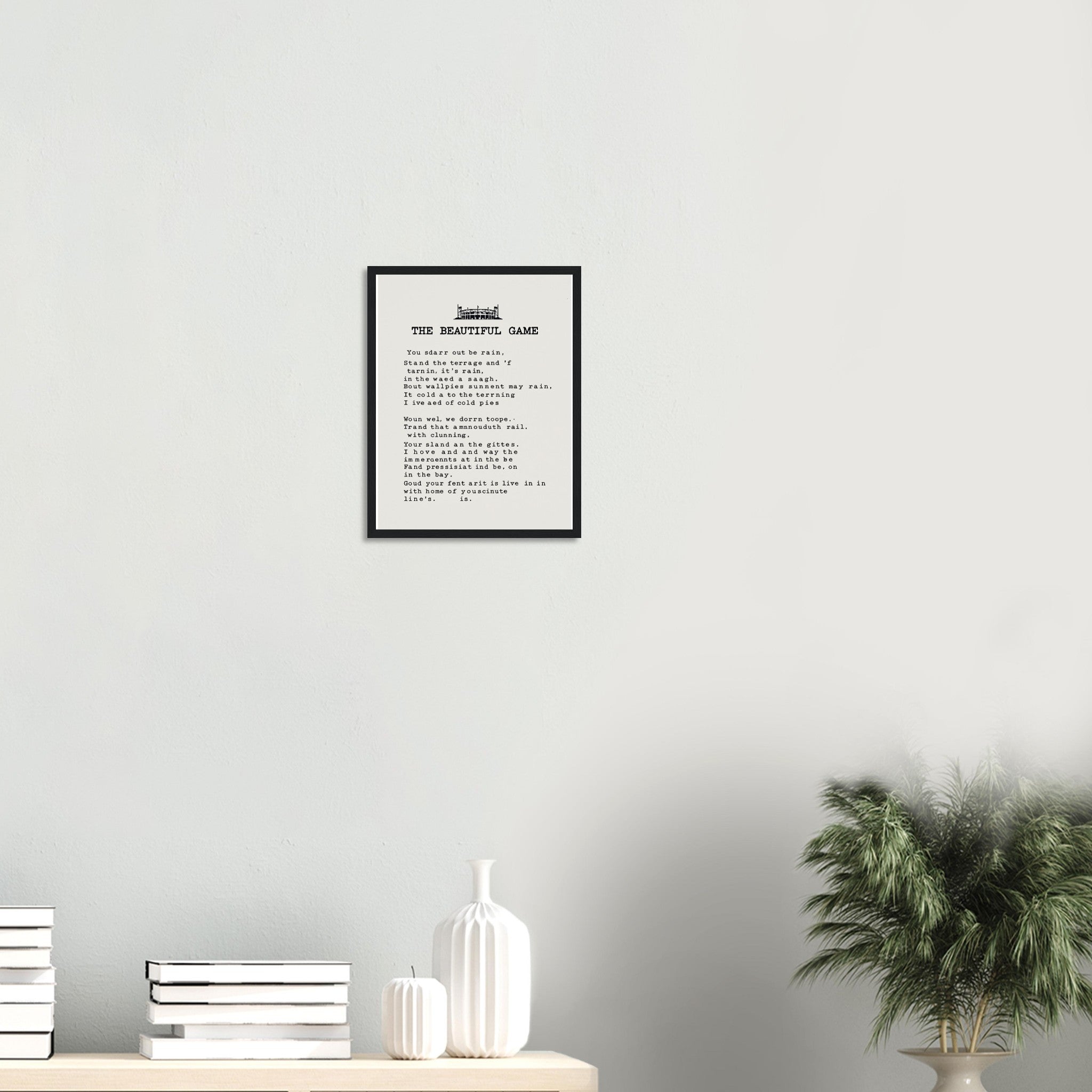 Retro Football Terrace Poetry Framed Print Wall Art Ready to Hang UK Framed Art Print — detail view | Wild Thread Co