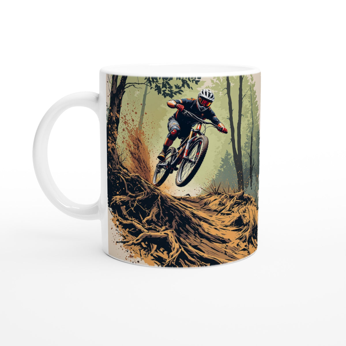 Mountain Biking Descent Coffee Tea Ceramic 11oz Mug UK Mug — detail view | Wild Thread Co