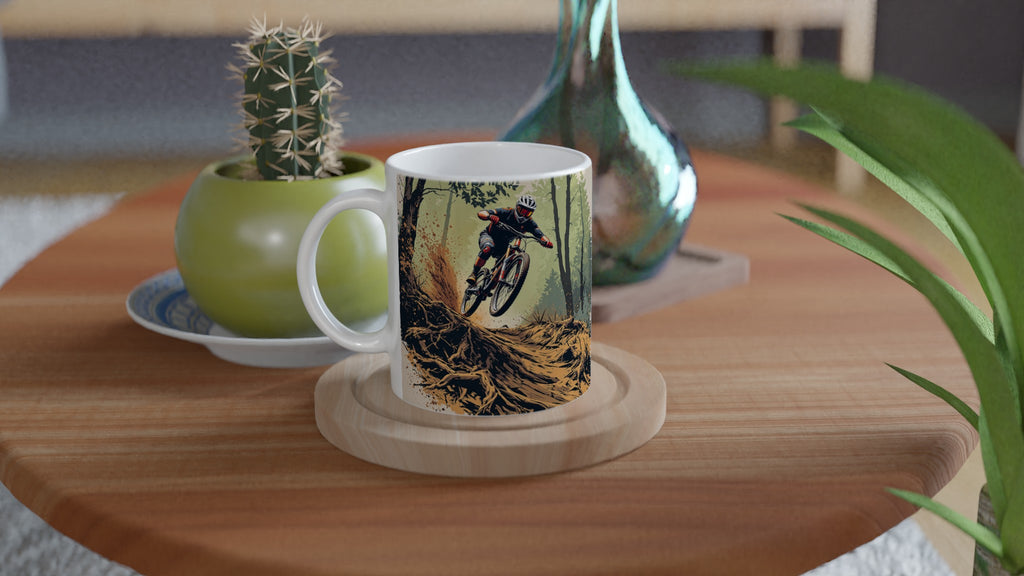 Mountain Biking Descent Coffee Tea Ceramic 11oz Mug UK Mug — detail view | Wild Thread Co